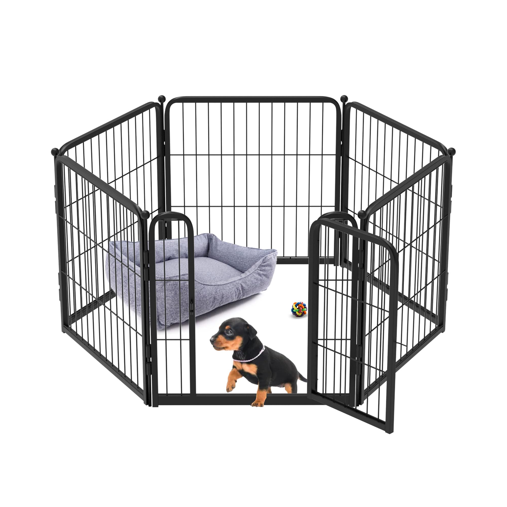 Fxw Homeplus Indoor Dog Playpen - Stress-Free And Safe Play, 24 Inch 6 Panels For Puppy And Small Dogs, Black│Patented