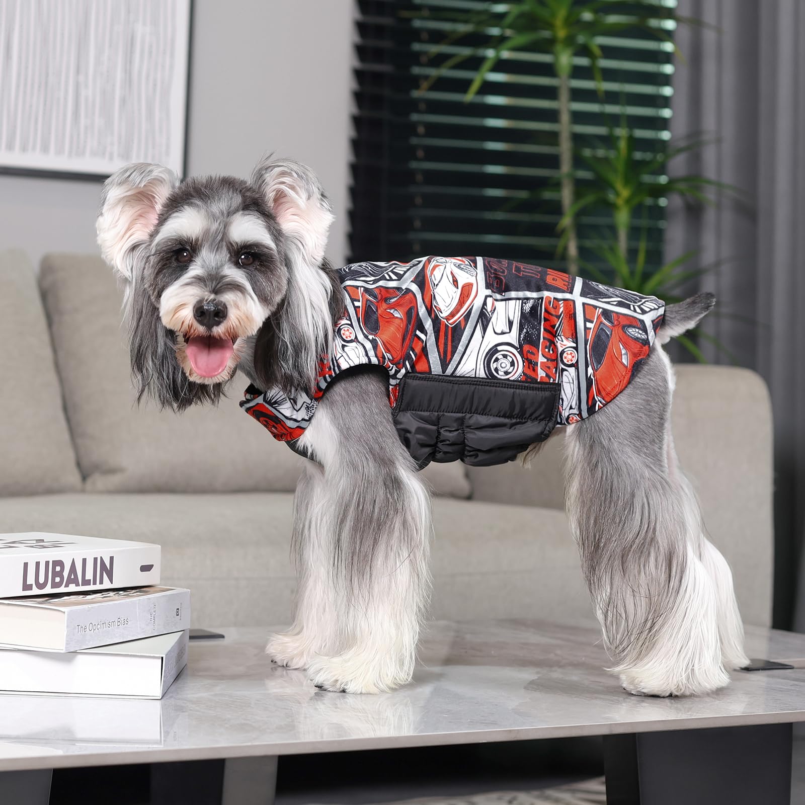 Gmf30L Winter Dog Coat - Waterproof Windproof Reversible Jacket With Leash Hole - Thick Soft Coat For Small To Large Dogs - Cold