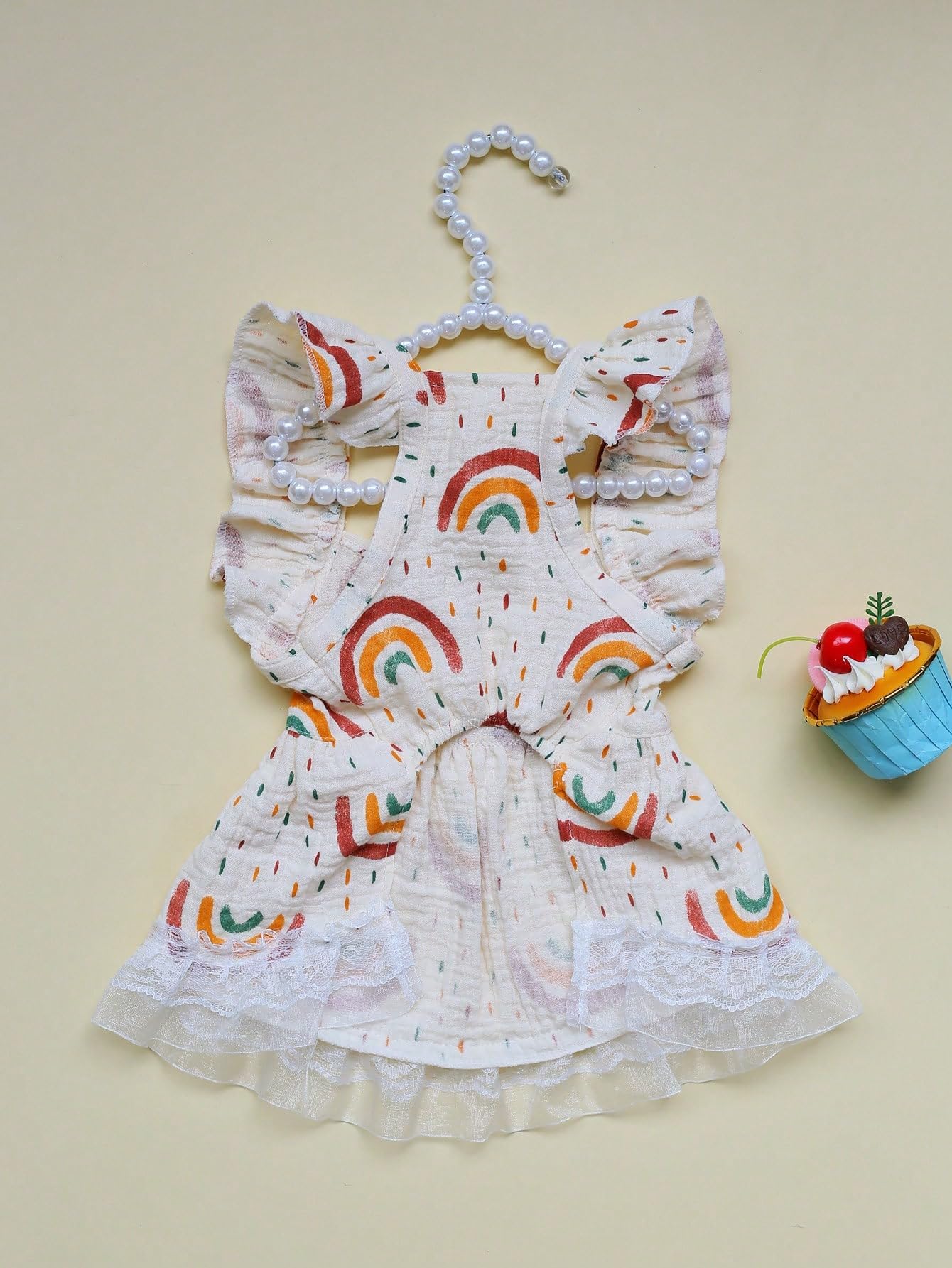 QWINEE Rainbow Print Dress, X-Large, Multicolor, for Small Medium Cats & Dogs, Breathable, Lightweight, Pull On, Festive/Playful