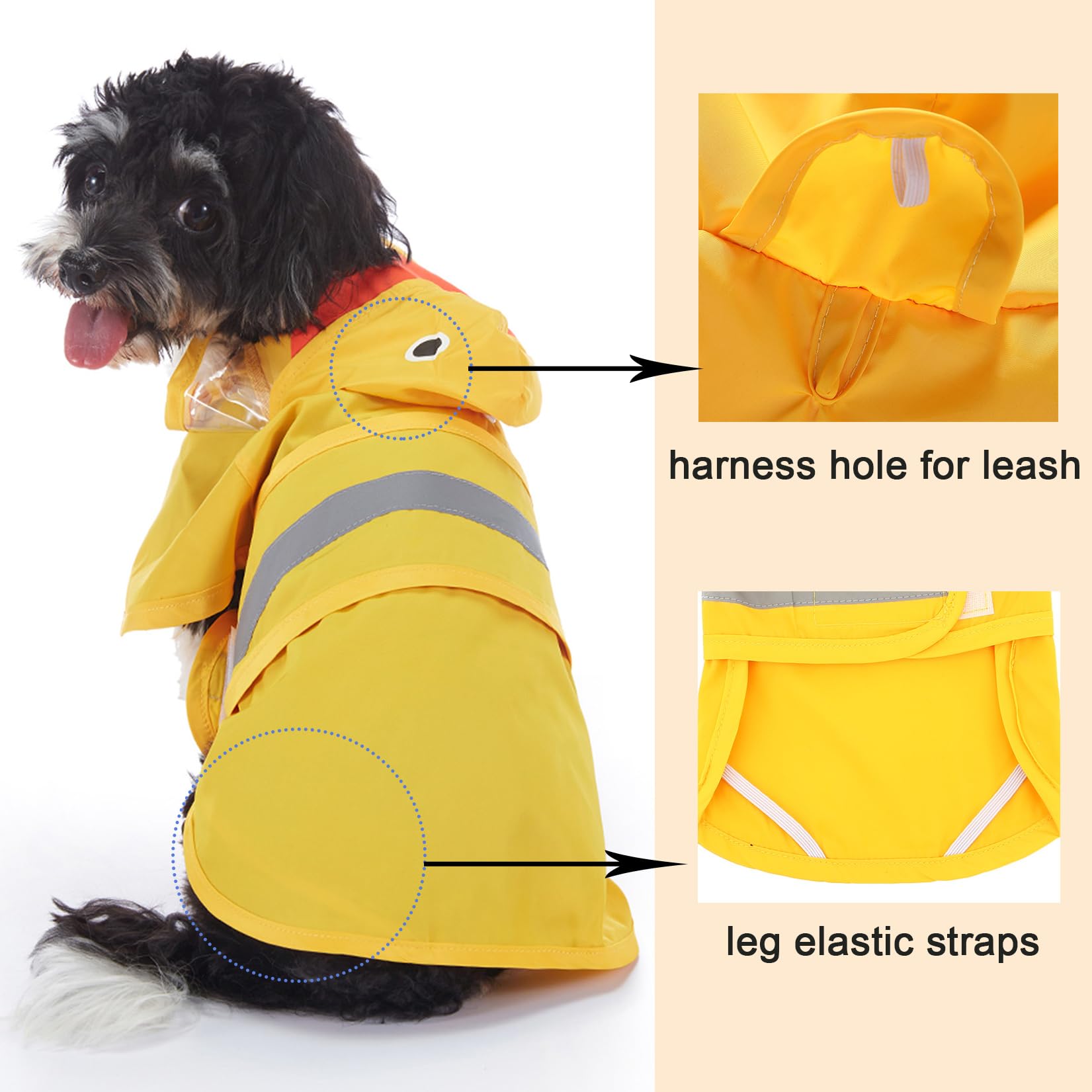 Zunea Waterproof Dog Raincoat With Hood For Medium Dogs Reflective Dog Rain Jacket Clothes With Leash Hole Funny Duck Pattern Pe