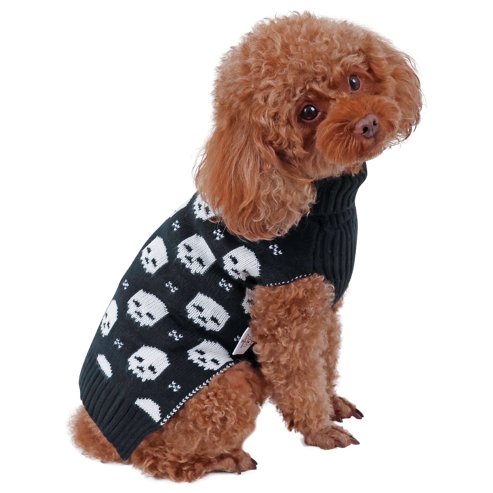 Cutebone Skull Dog Sweater For Medium Dogs Pet Winter Clothes Pullover Puppy Warm Knitwear With Harness Hole