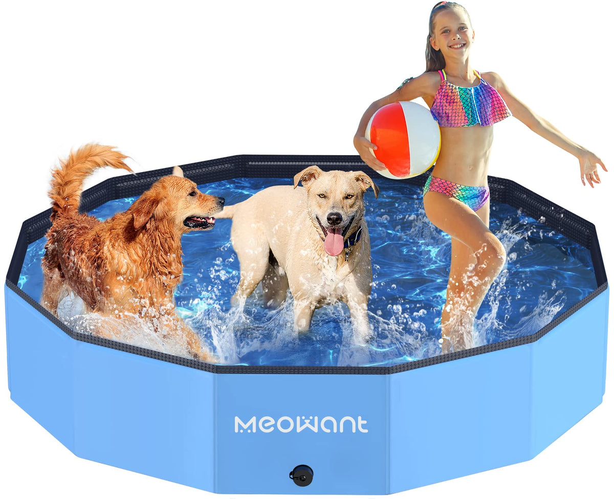 Meowant Foldable Dog Pool, Hard Plastic Dog Swimming Pools For Large Dogs, Collapsible Plastic Kid Pet Pool, Portable Bathing Tu
