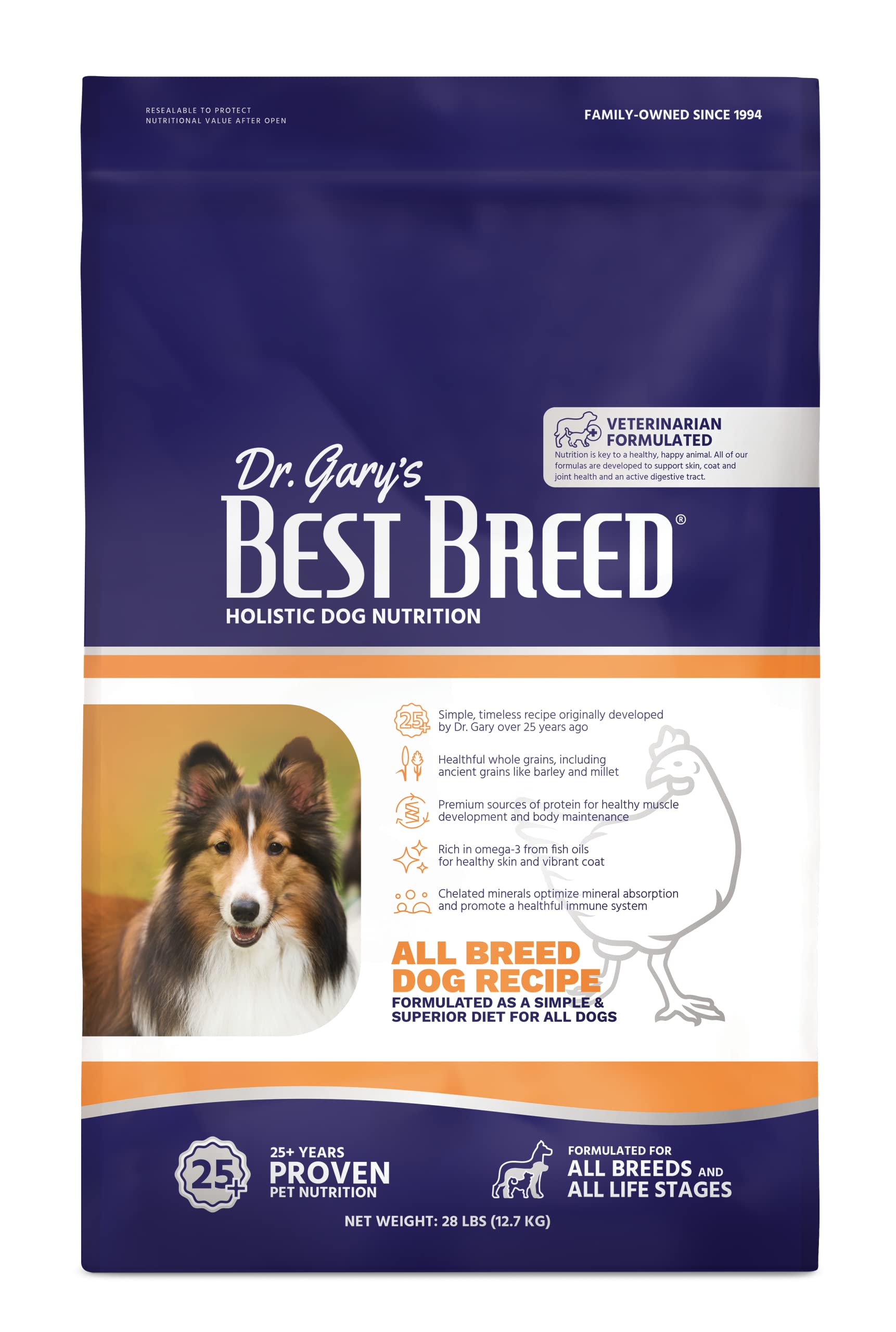 Best Breed Dr. Garys All Breed Dog Diet Made in USA [Natural Dry Dog Food for All Breeds & Sizes] - 28lbs., Dark Brown, Medium