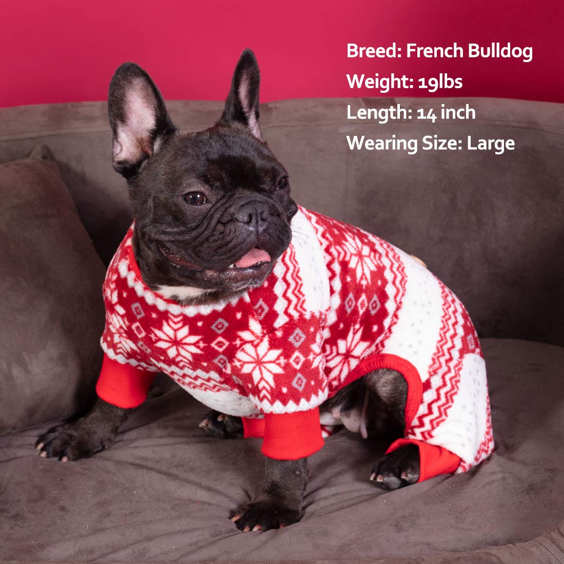 Kyeese Dog Pajamas Christmas Dog Pjs For Small Dogs Snowflake Holiday Dogs Onesie Soft Fleece