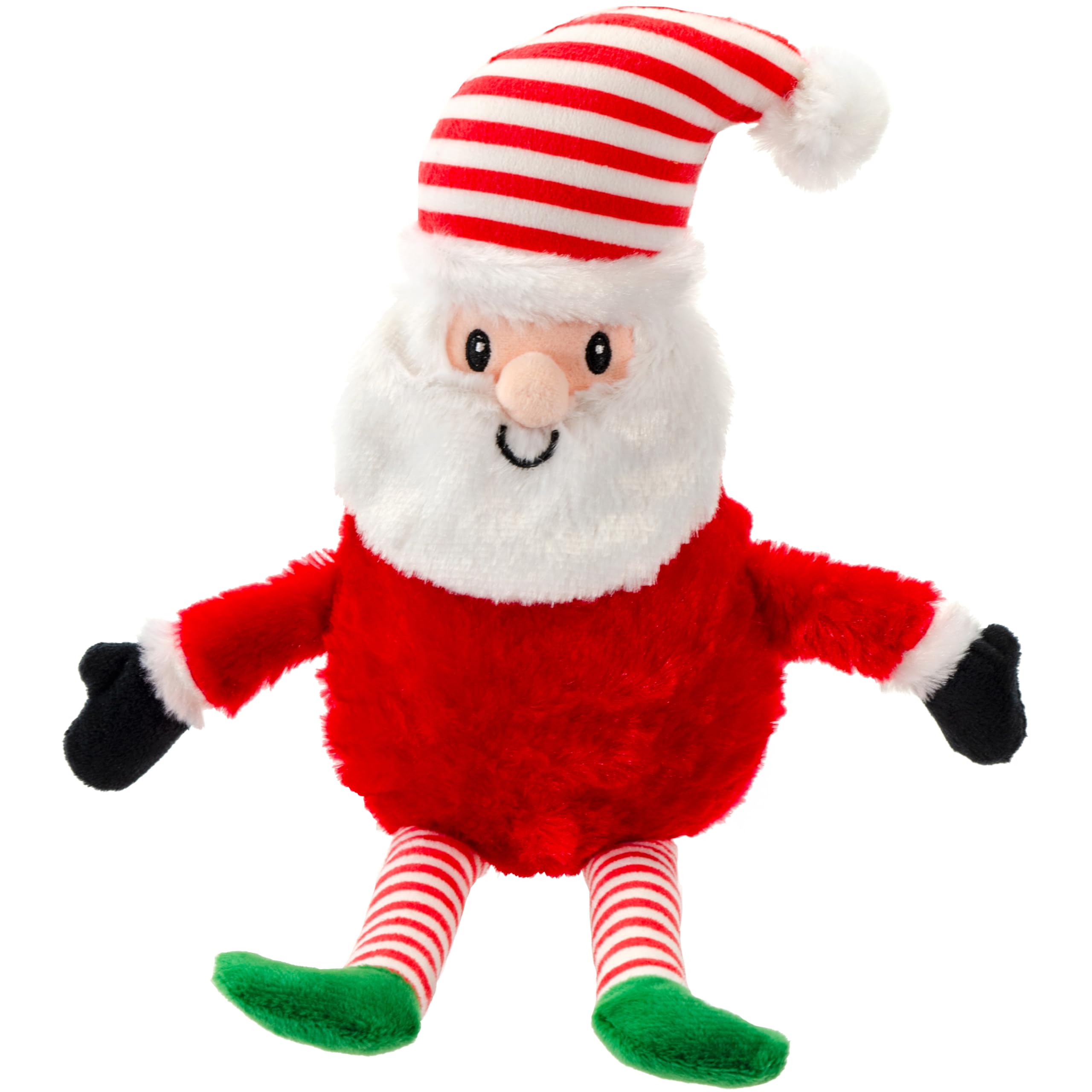 Giftable World Holiday Plush Pet Toy Fun For Christmas Designs With Squeaker Dog Chew Toy (13'' Long Legs Santa W/Squeaky Ball)