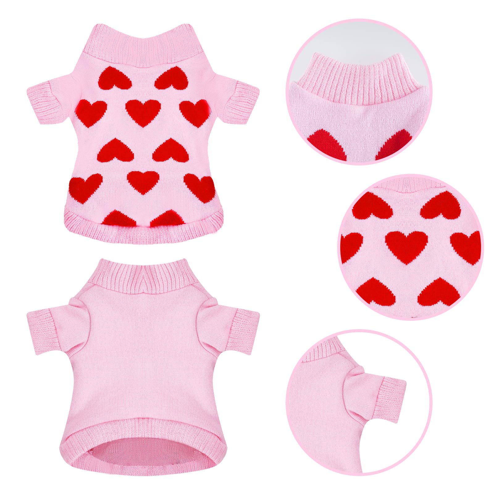 Pistha Pet Sweater Dog Heart Sweater Cute Puppy Cat Knitted Sweater Warm Winter Apparel Dog Holiday Clothes For Small Dogs Cats(