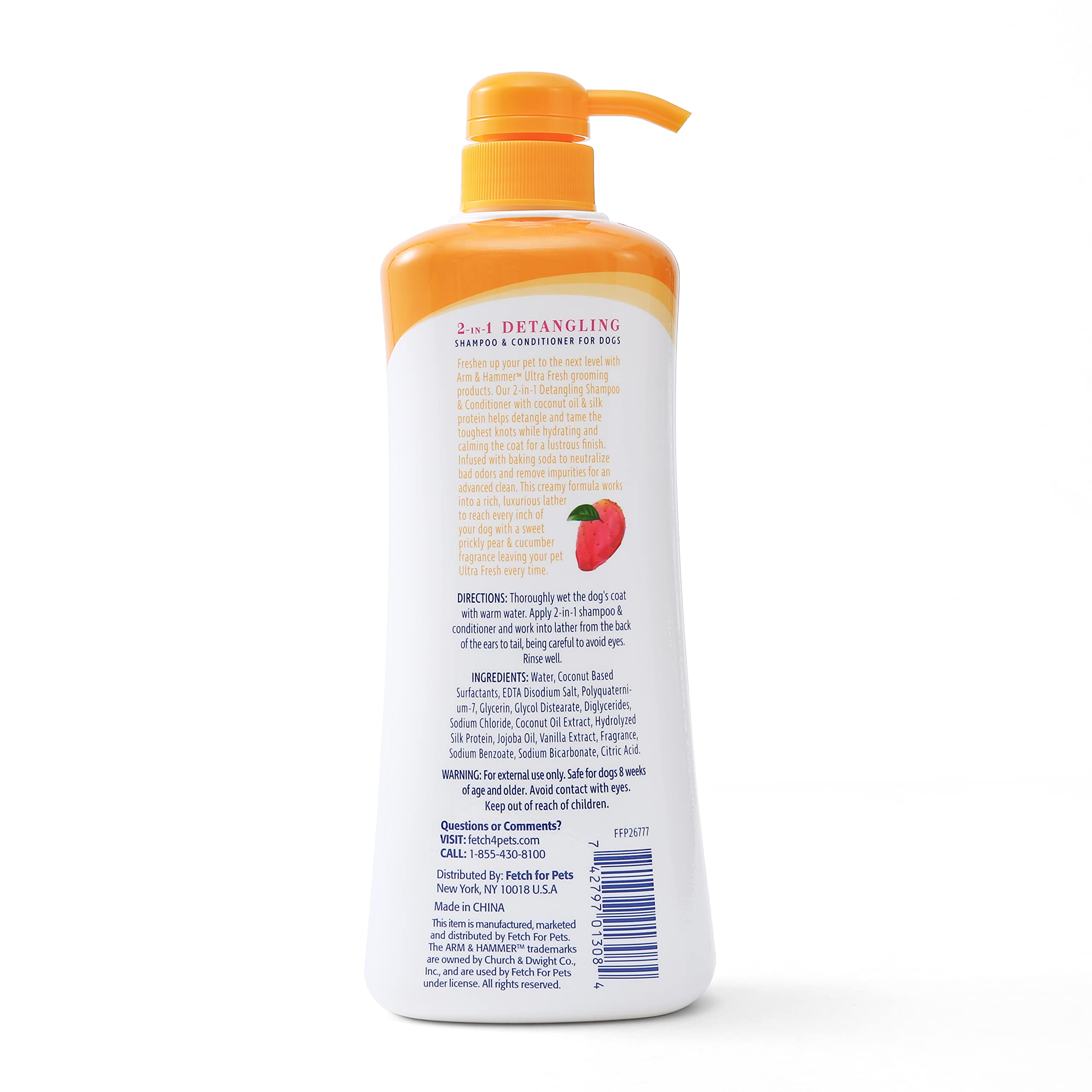 Arm & Hammer for Pets Ultra Fresh Detangling Dog Shampoo + Conditioner, Value Size 24oz, Dog Conditioner, Great Smelling Dog Gro