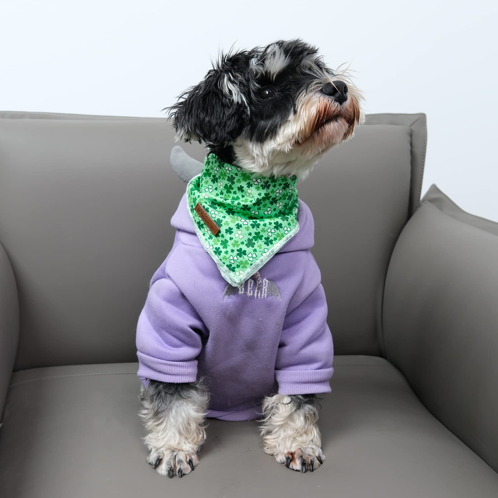 Up Urara Pup St. Patrick'S Dog Bandanas, Shamrock Triangle Bid Scarf For Medium Large Girl Boy Dogs, Spring Cotton Puppy Kerchie