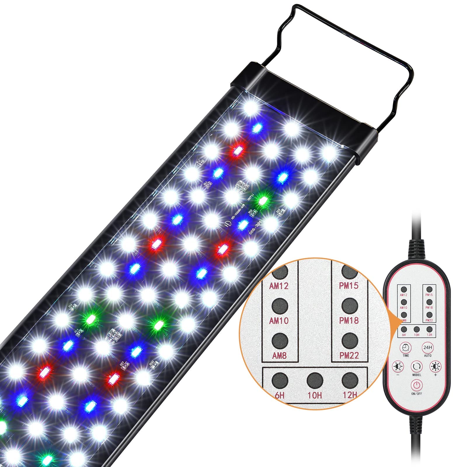Gamalta Aquarium Light, 18W 24/7 Natural Mode Aquarium Light, Sunrise/Daylight/Moonlight Mode and Custom Mode with Expandable Br