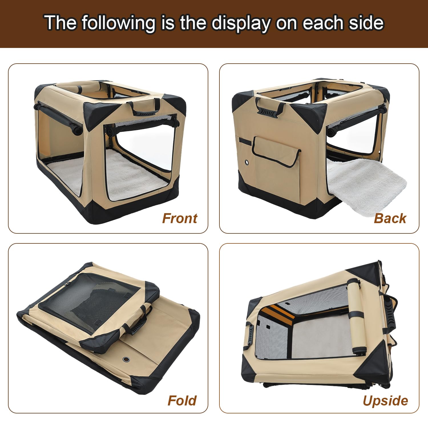 Garnpet Soft Dog Crate For Small Dogs, 4-Door Foldable Collapsible Dog Crate With Soft Sides, Indoor & Outdoor Travel Dog Kennel