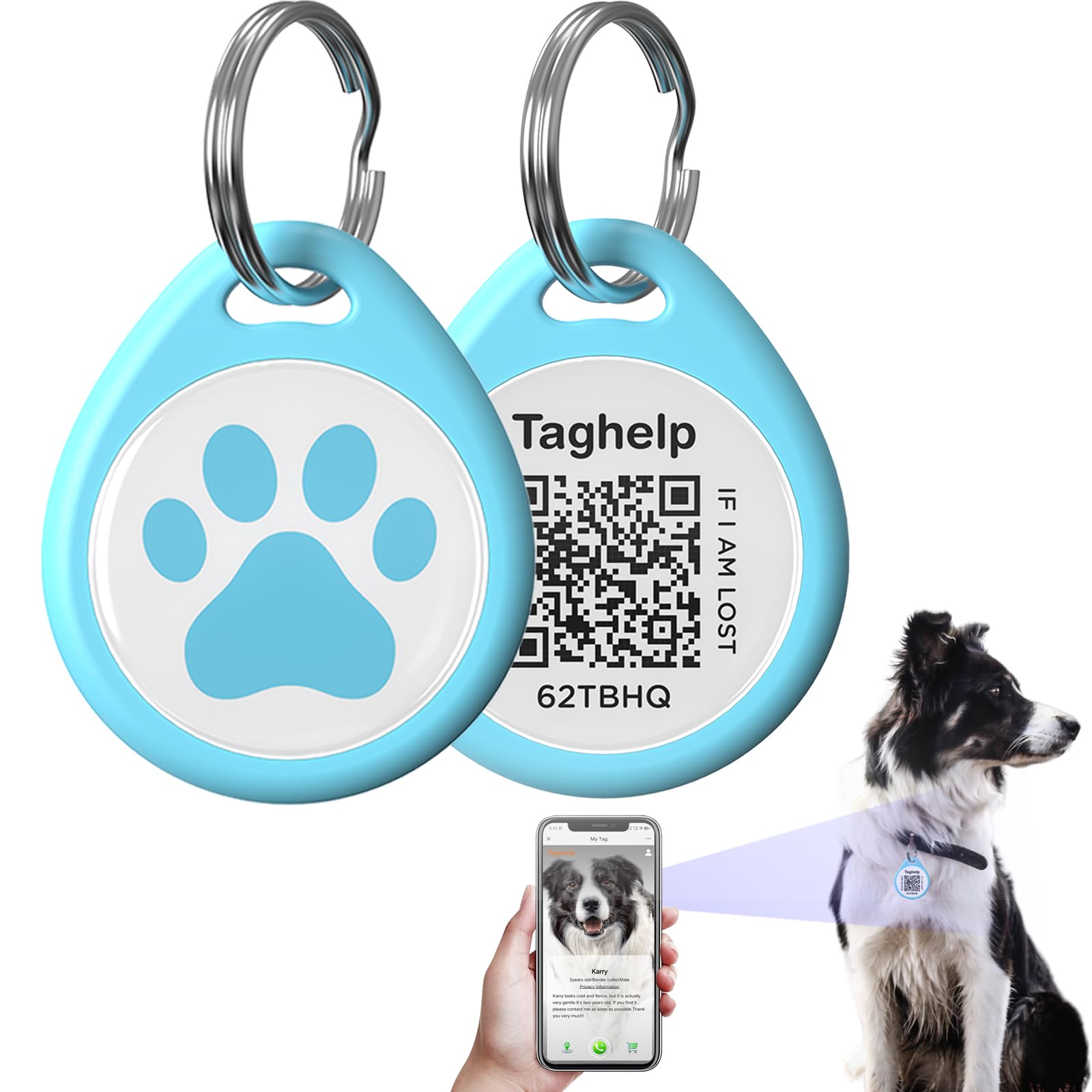Smart Qr Code Pet Id Tag For Dogs - Instant Gps Location Alert Via Email, No App/Subscription Required, Waterproof Anti-Lost Per