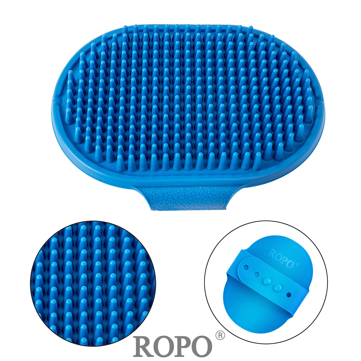 Ropo Dog Grooming Brush, Pet Shampoo Bath Brush Soothing Massage Rubber Comb With Adjustable Ring Handle For Long Short Haired Dogs And Cats 2Pcs