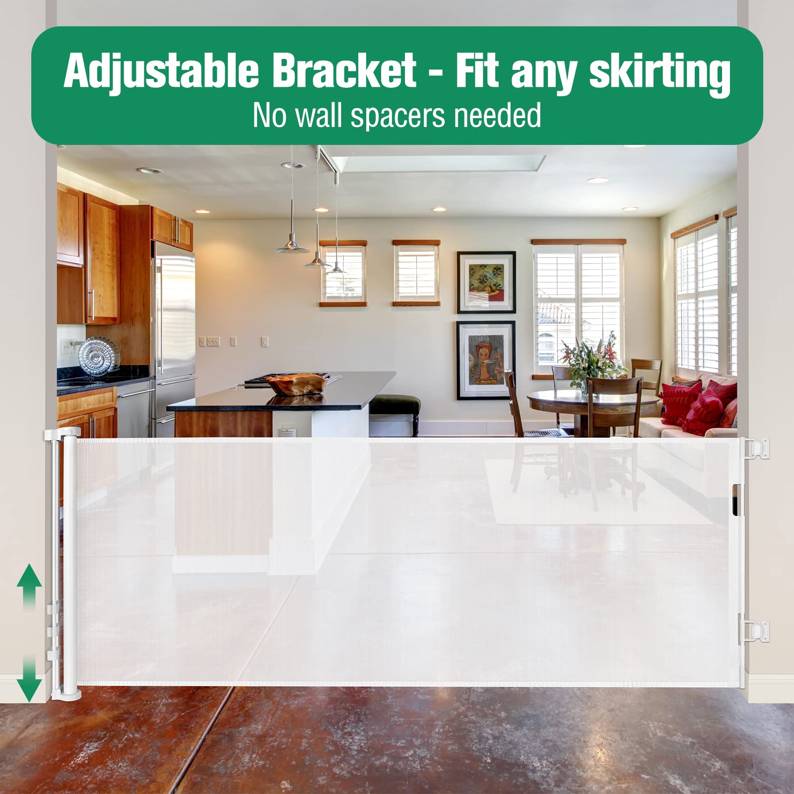 122 Inch Extra Wide Baby Gate For Large Openings Indoor Outdoor Retractable Baby Gates For Doorways Extra Long Baby Gate Large Retractable Dog Gate For Stairs Deck Gates For Dogs Indoor Pet Gate