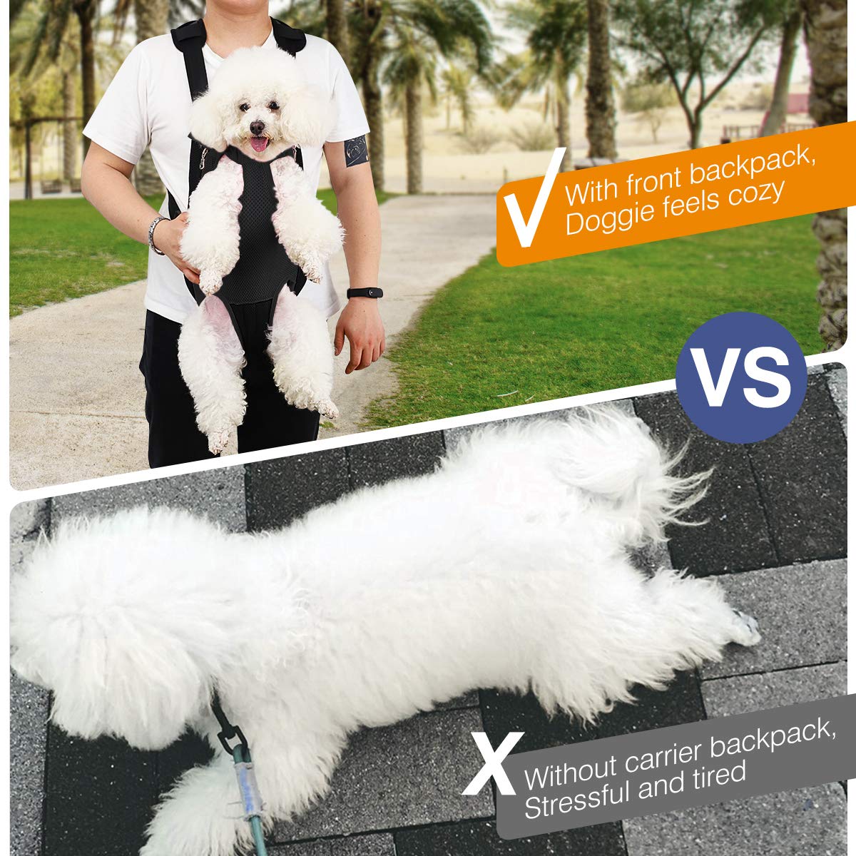 Pawaboo Pet Carrier Backpack, Adjustable Pet Front Cat Dog Carrier Backpack Travel Bag, Legs Out, Easy-Fit For Traveling Hiking