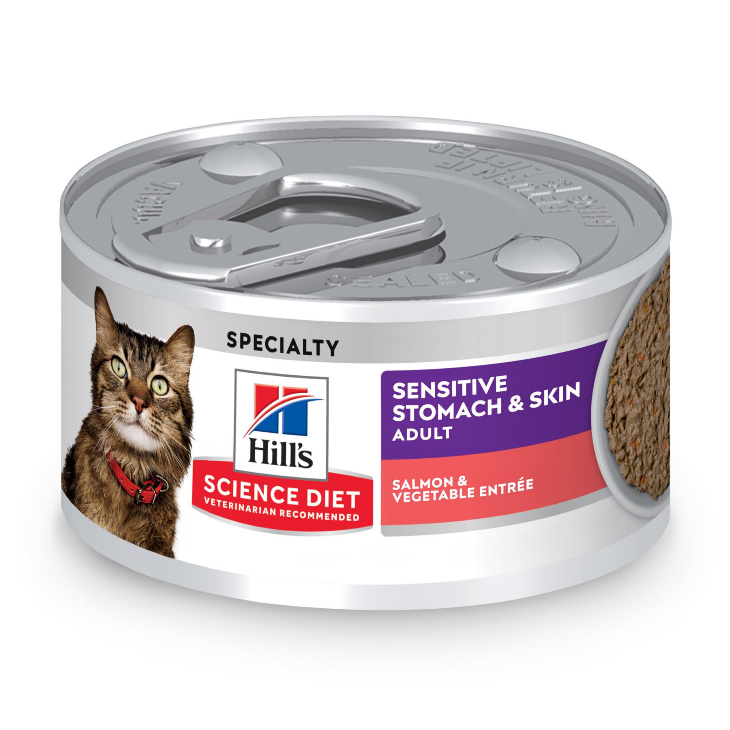 Hills Science Diet Sensitive Stomach & Skin, Adult 1-6, Stomach & Skin Sensitivity Support, Wet Cat Food, Salmon & Vegetables M