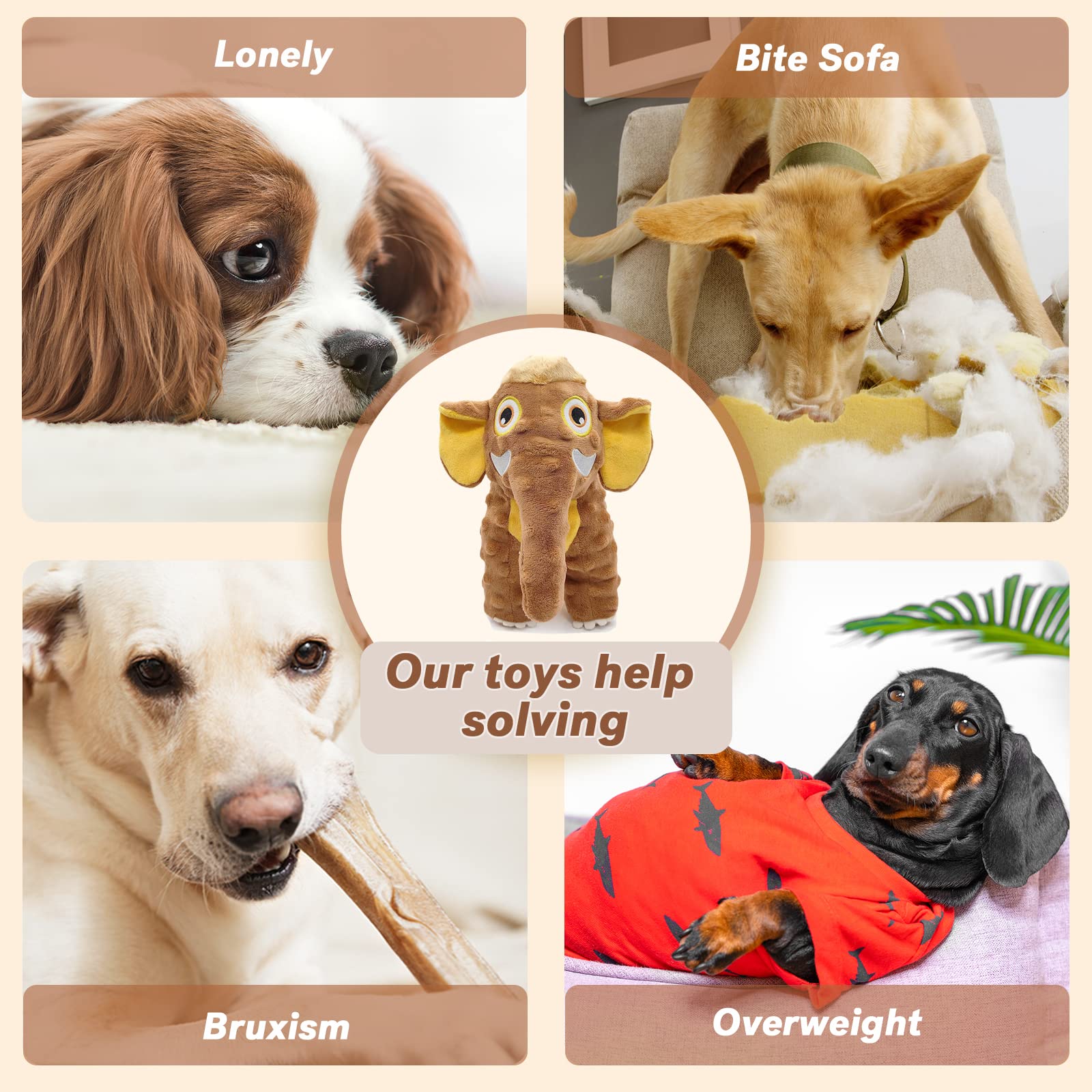 Letsmeet Dog Toys Durable Squeaky Plush Dog Toy For Puppy Teething Dog Chew Toys For Small, Middle, Large Dogs
