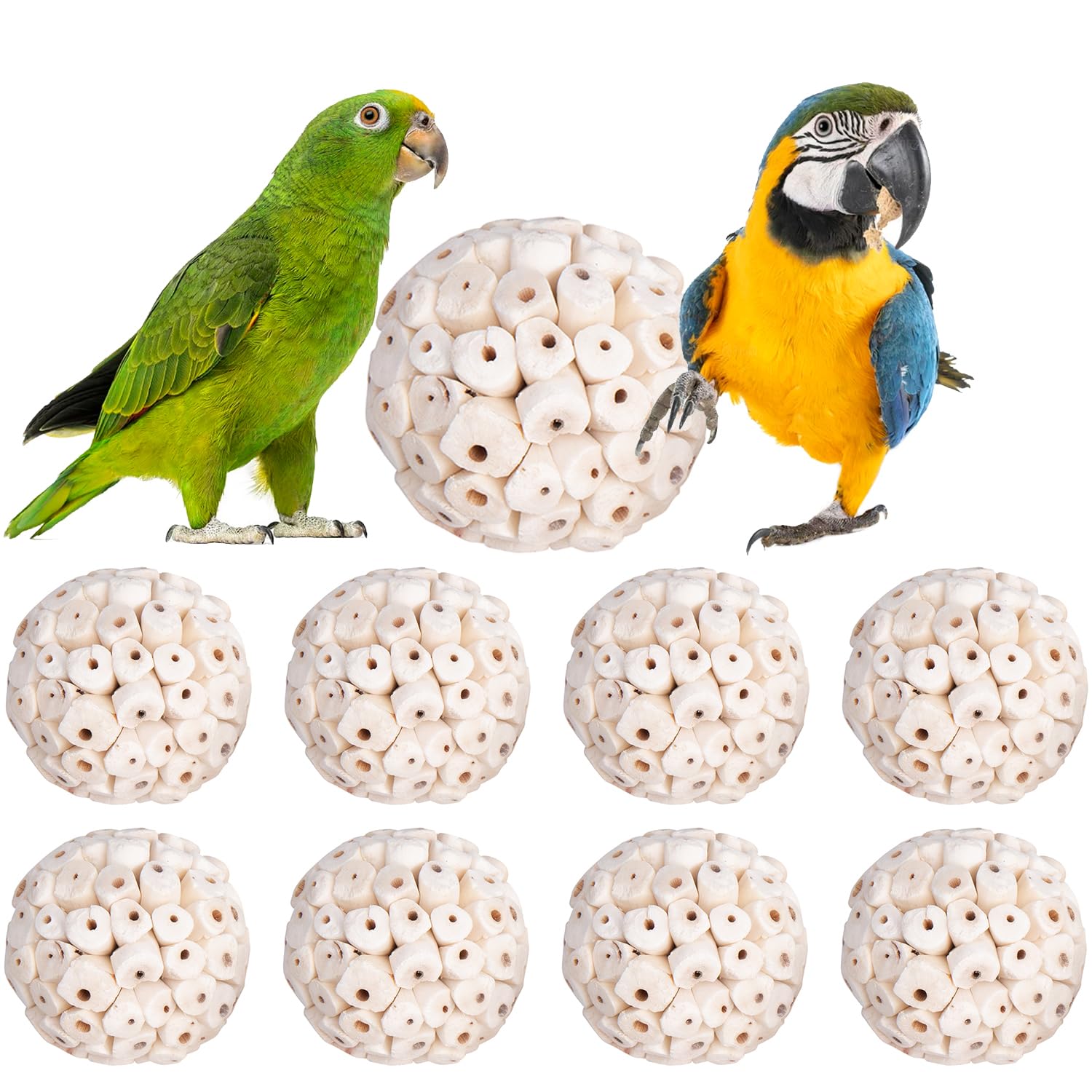 9 Pieces Bird Parrot Chew Toy Sola Balls, Natural Parrot Soft Chew Shredding & Foraging Toy, Bird Foot Balls For Cockatiel Conur