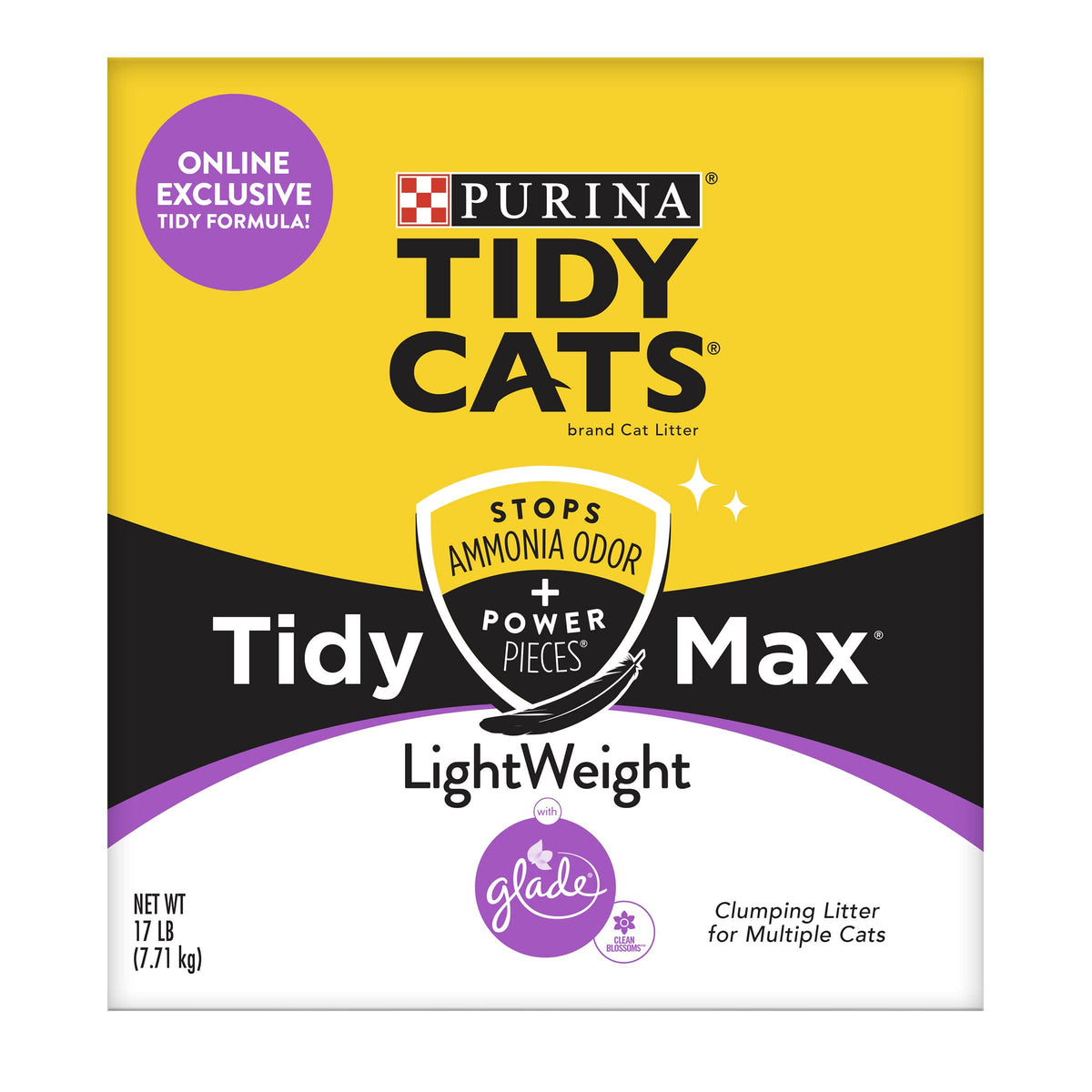 Purina Tidy Cats Clumping, Lightweight, Multi Cat Litter, Tidy Max Glade Clean Blossoms Formula - 17 Lb. Box