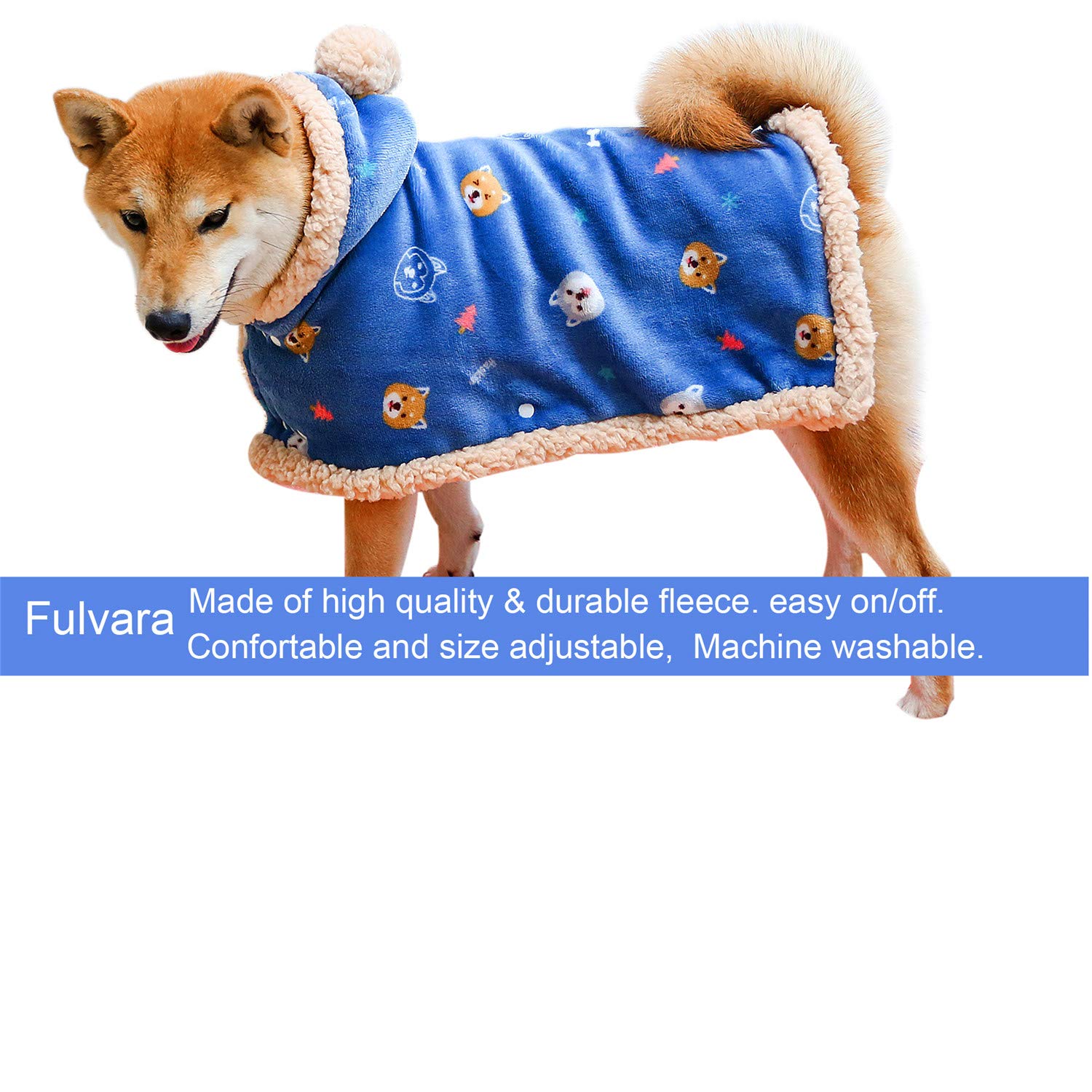 Fulvara Dog Clothes Fleece Winter Coat Warm Soft Dog Vest For Cold Weather,Flannel Blanket Throw Multi-Use Pet Apparel For Small Medium Dogs & Cats(S Blue)