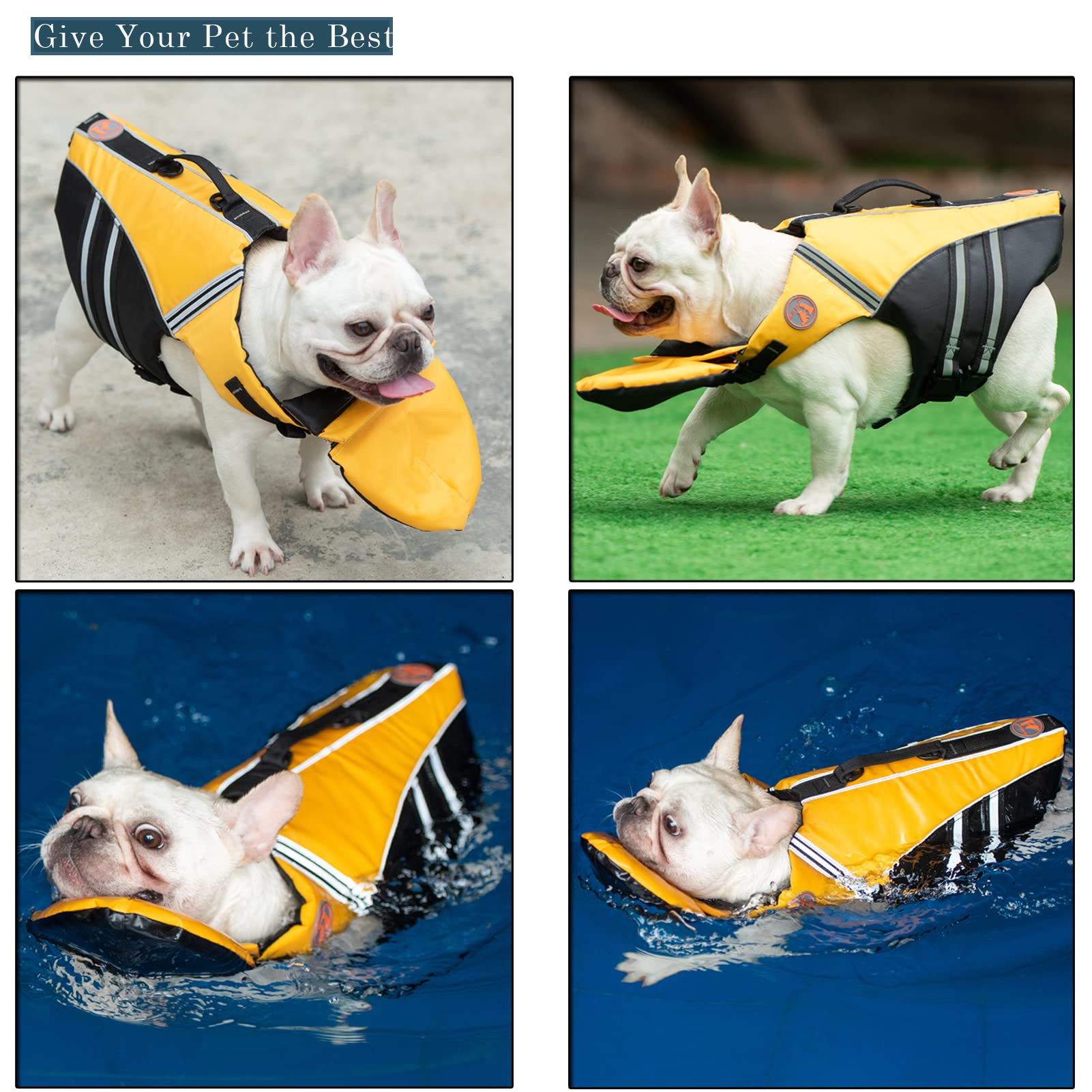 French Bulldog Life Jacket, High Flotation Dog Life Vest For Swimming Boating, Reflective Dog Swim Vest With Chin Float And Rescue Handle (Chest Girth: 17' To 30',Weight: 17' To 28' Lb)