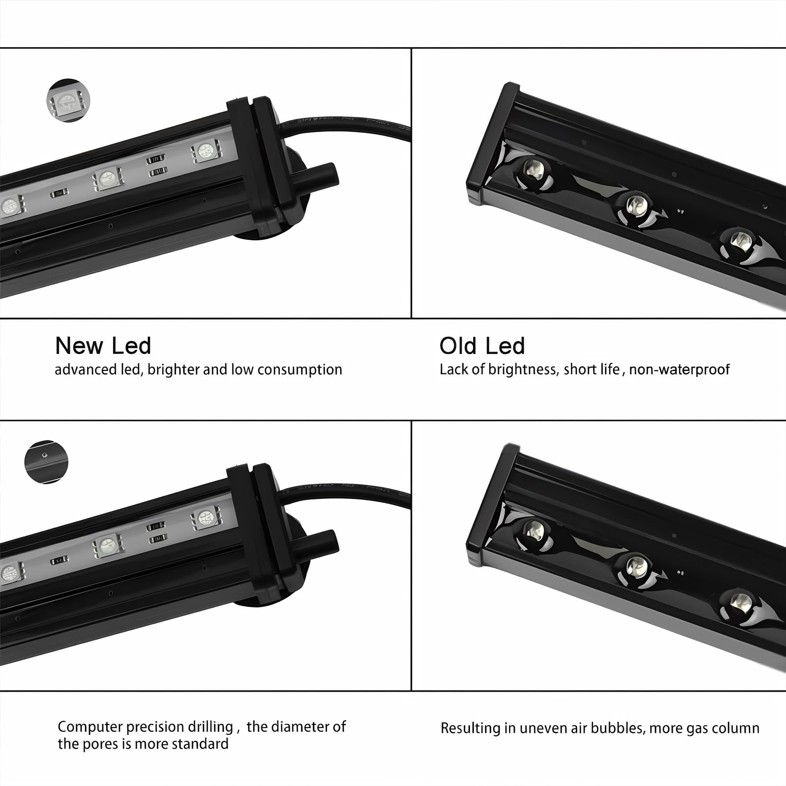 Szminiled Submersible Aquarium Light, Fish Tank Light With Air Bubble Hole, Rgb Color Changing Brightness Adjustable Ip68 Waterp