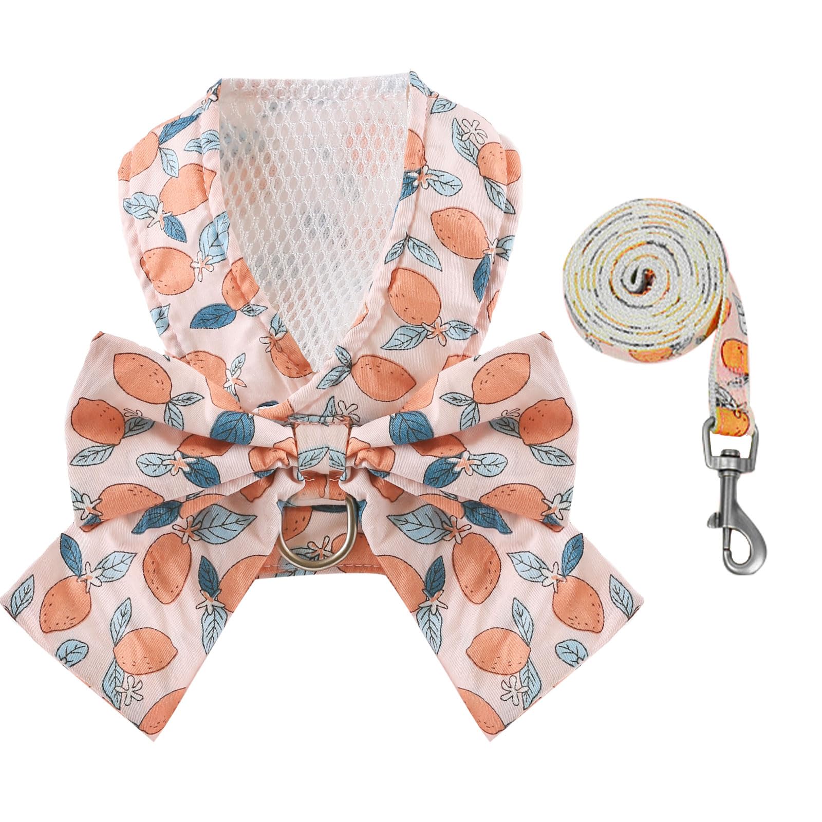 Baejmjk Dog Harness And Leash Set With Bow Knot No Pull Pet Floral Harness With D-Ring Soft Mesh Dog Harness Vest Set Escape Pro