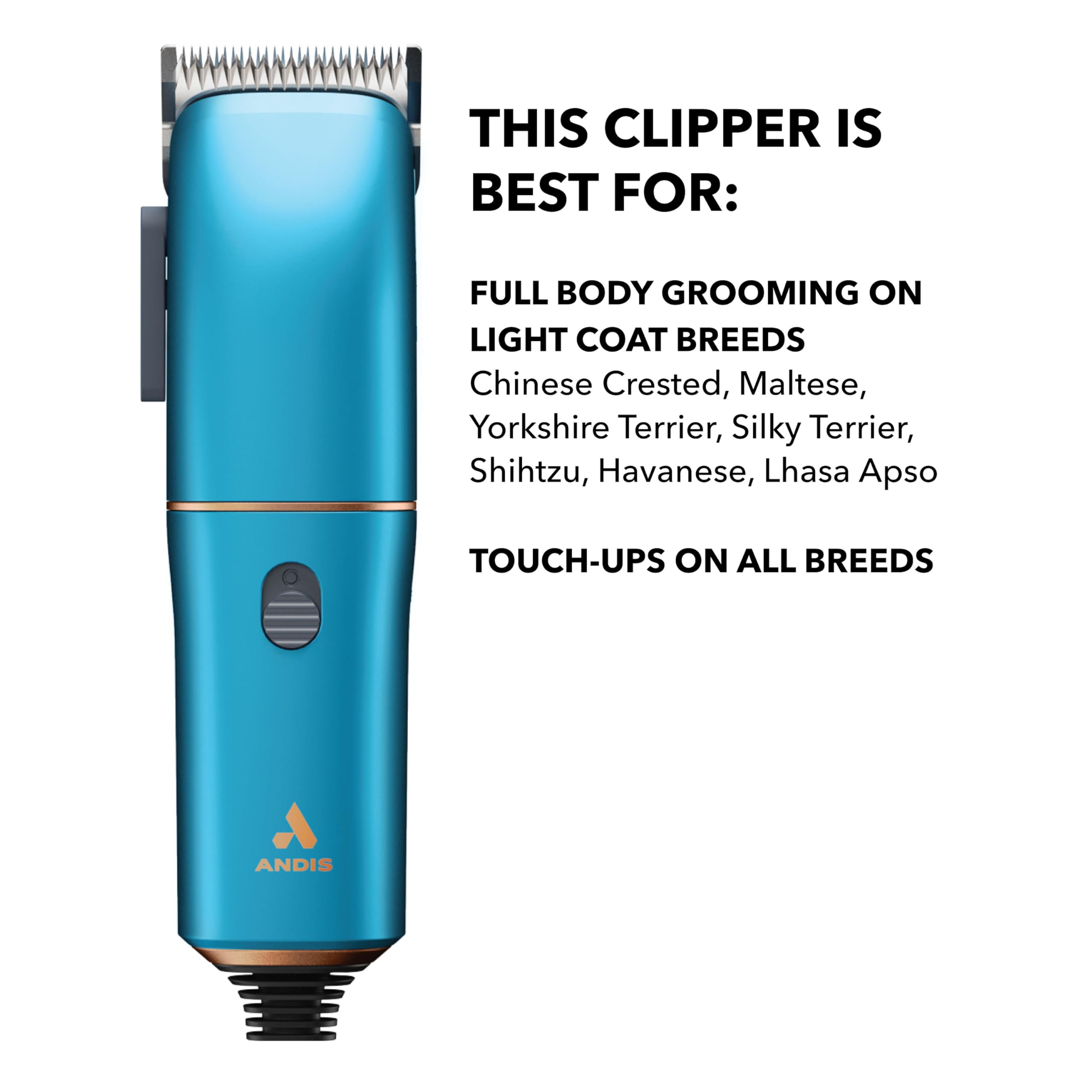 Andis Easy Clip Adjustable Blade Corded Dog Clipper, 11 Piece Kit, Lightweight, Powerful Motor, Blue, 560814