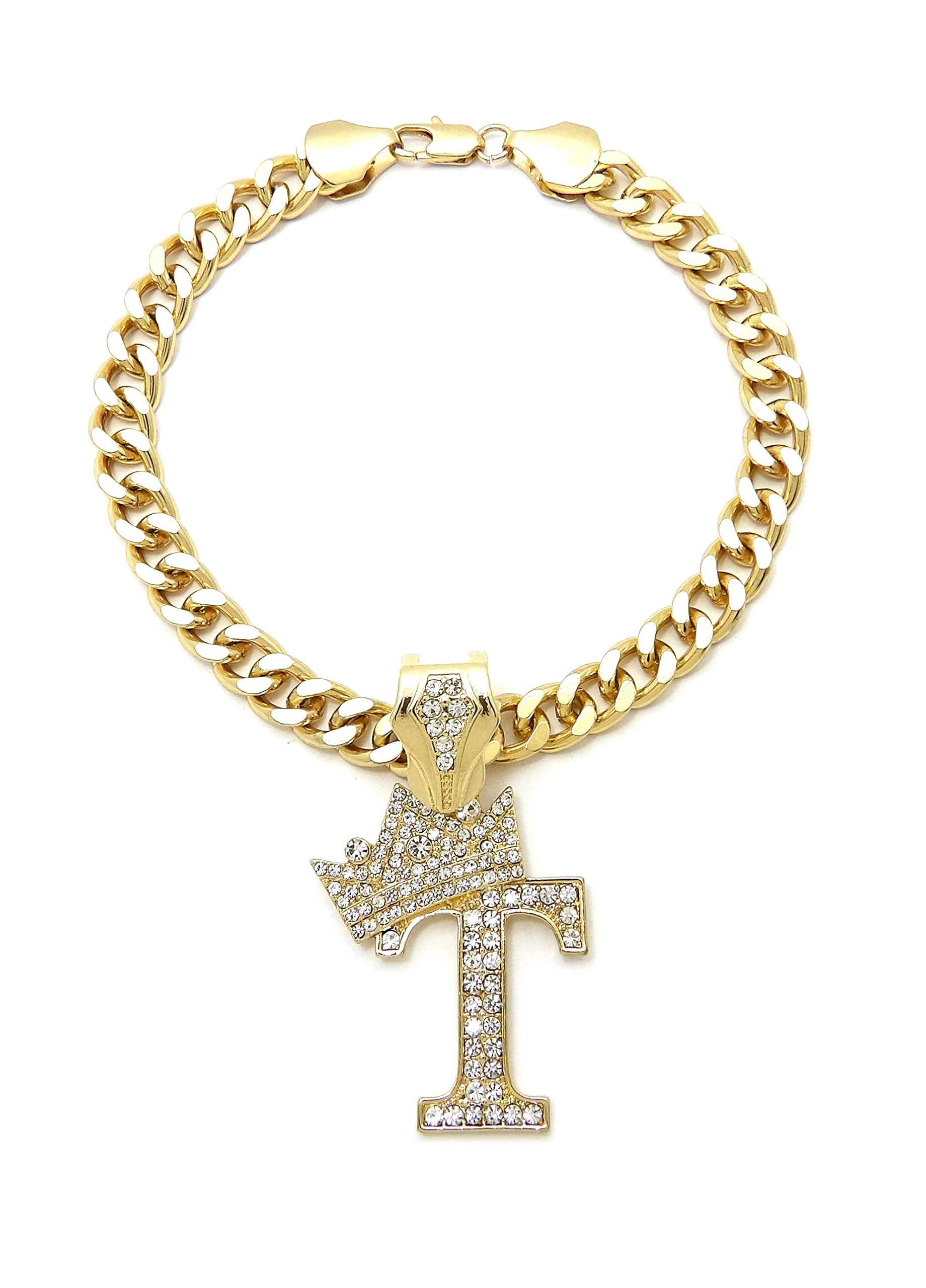 Initial Letter Cuban Chain Dog Chain Pet Chain Pet, Cat, Puppy Necklace (T, 14'')