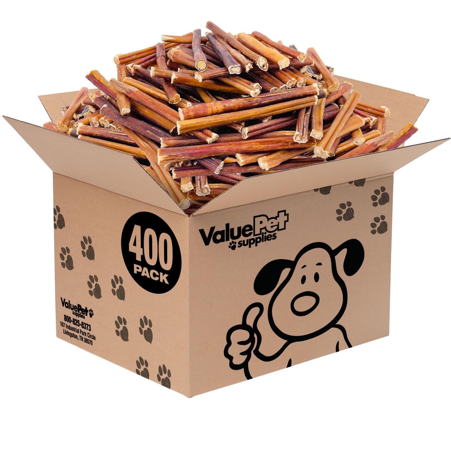 ValueBull Bully Sticks for Small Dogs, Thin 6 Inch, 400 Count Wholesale Pack - All Natural Dog Treats, 100% Beef Pizzles, Single