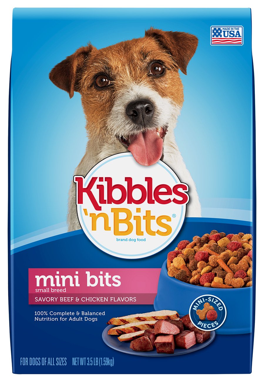 Kibbles n Bits Savory Beef & Chicken Flavors Small Breed Mini Bits Dry Dog Food, 3.5 Lb (Pack of 4)