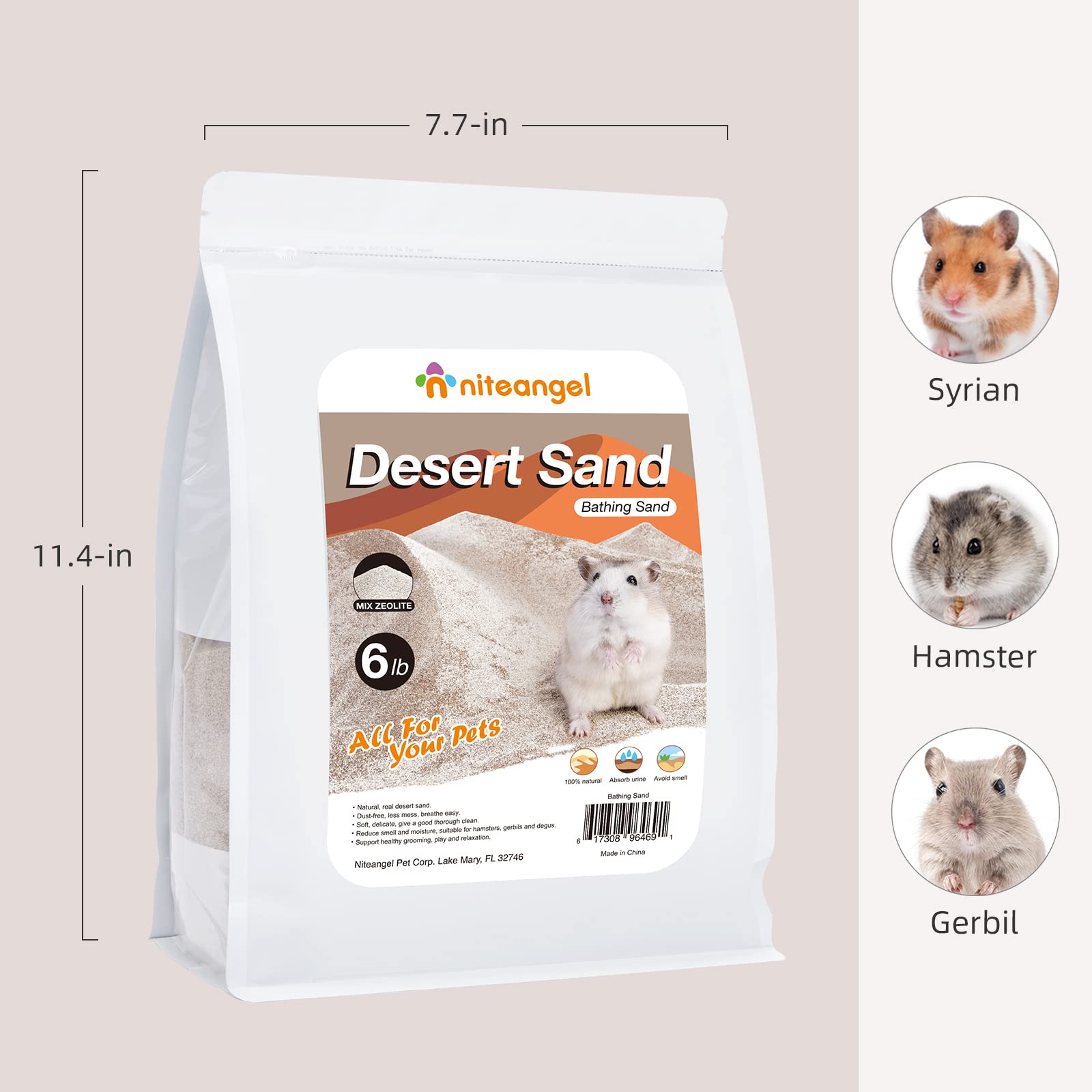 Niteangel Hamster Desert Bath Sand | No-Dust Bath Or Potty Litter Sand For Hamster Chinchillas Gerbil Mice Degu Or Other Small Pets