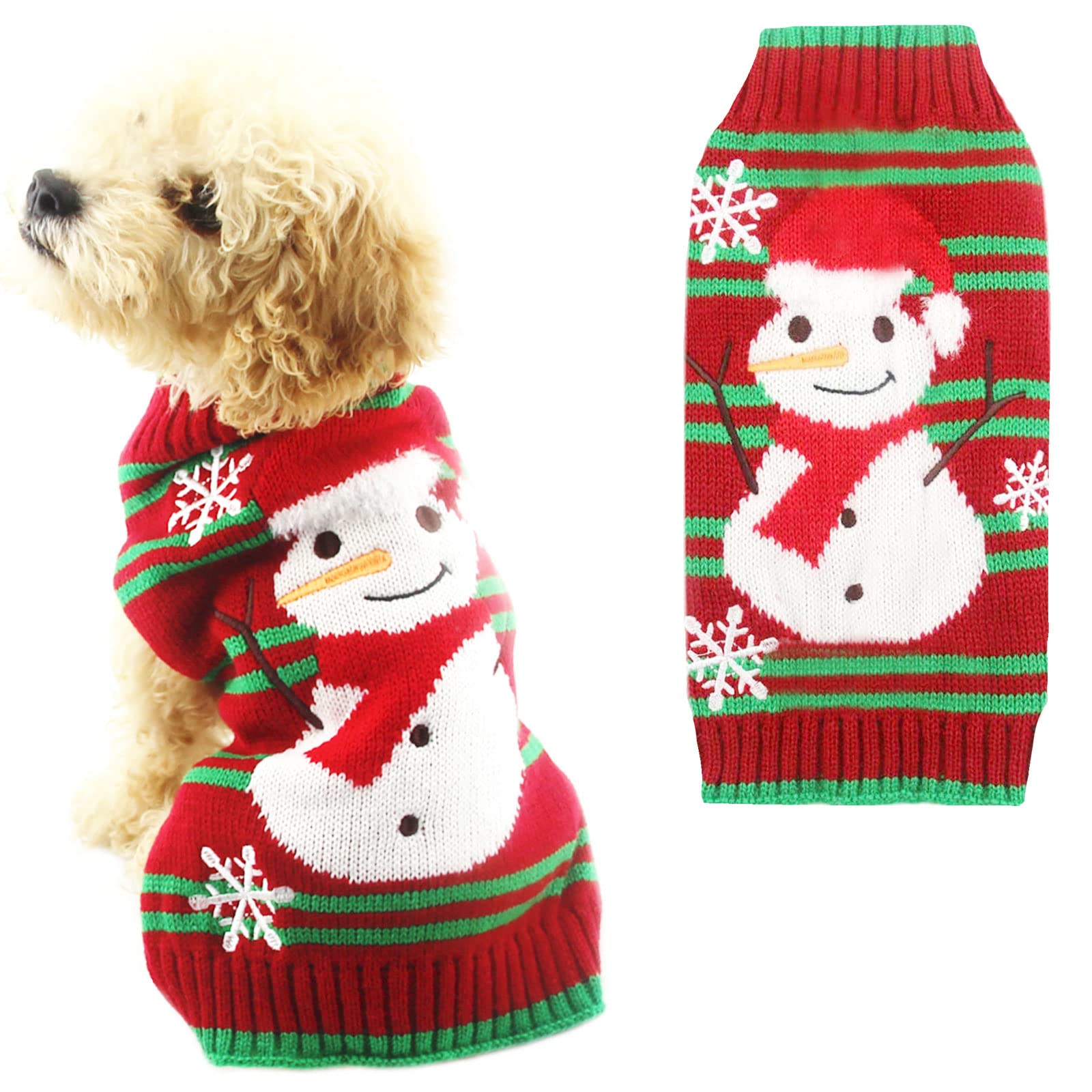 Petcare Dog Christmas Sweater Red Snowman Snowflake Christmas Sweater For Dogs Cats Xmas Costume Pet Holiday New Year Fall Winter Small Medium Large Dogs Christmas Clothes Vest Pullover Outfits,Xxl