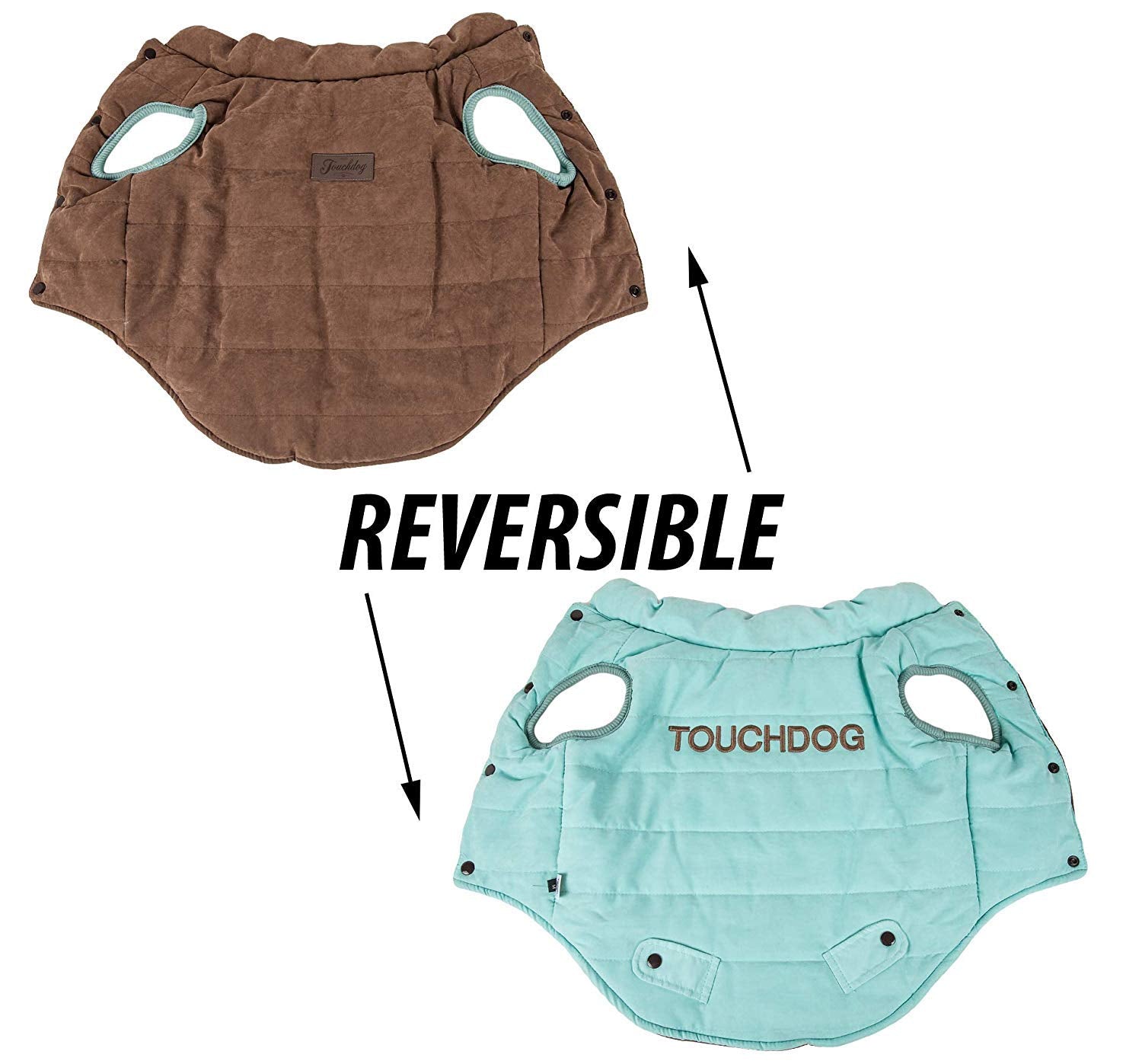 TOUCHDOG Waggin Swag Fashion Designer Reversible 3M Insulated Pet Dog Coat Jacket, X-Small, Blue / Brown