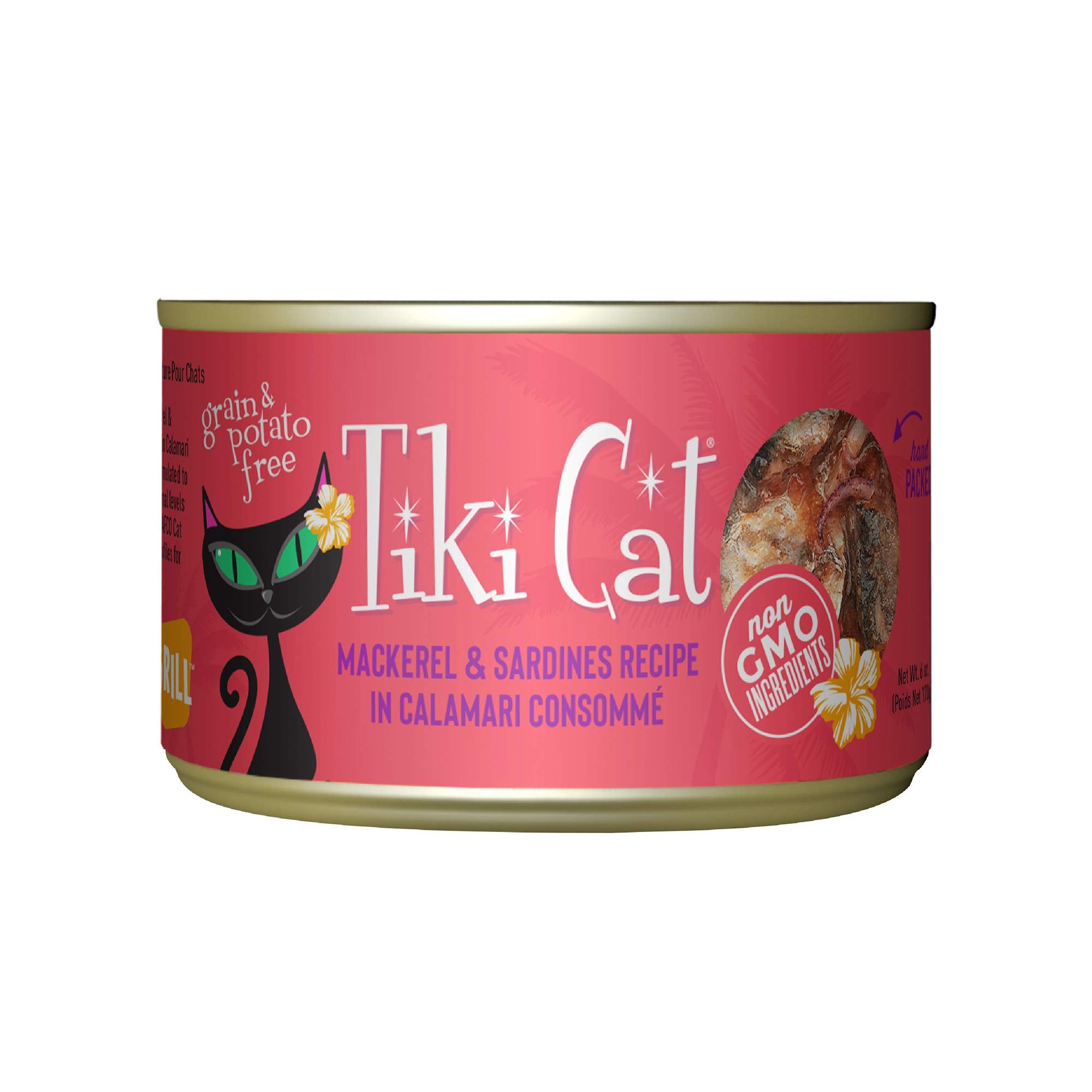 Tiki Cat Grill, Mackerel & Sardines, High-Protein and 100% Non-GMO Ingredients, Wet Whole Foods Cat Food for All Life Stages, 6 