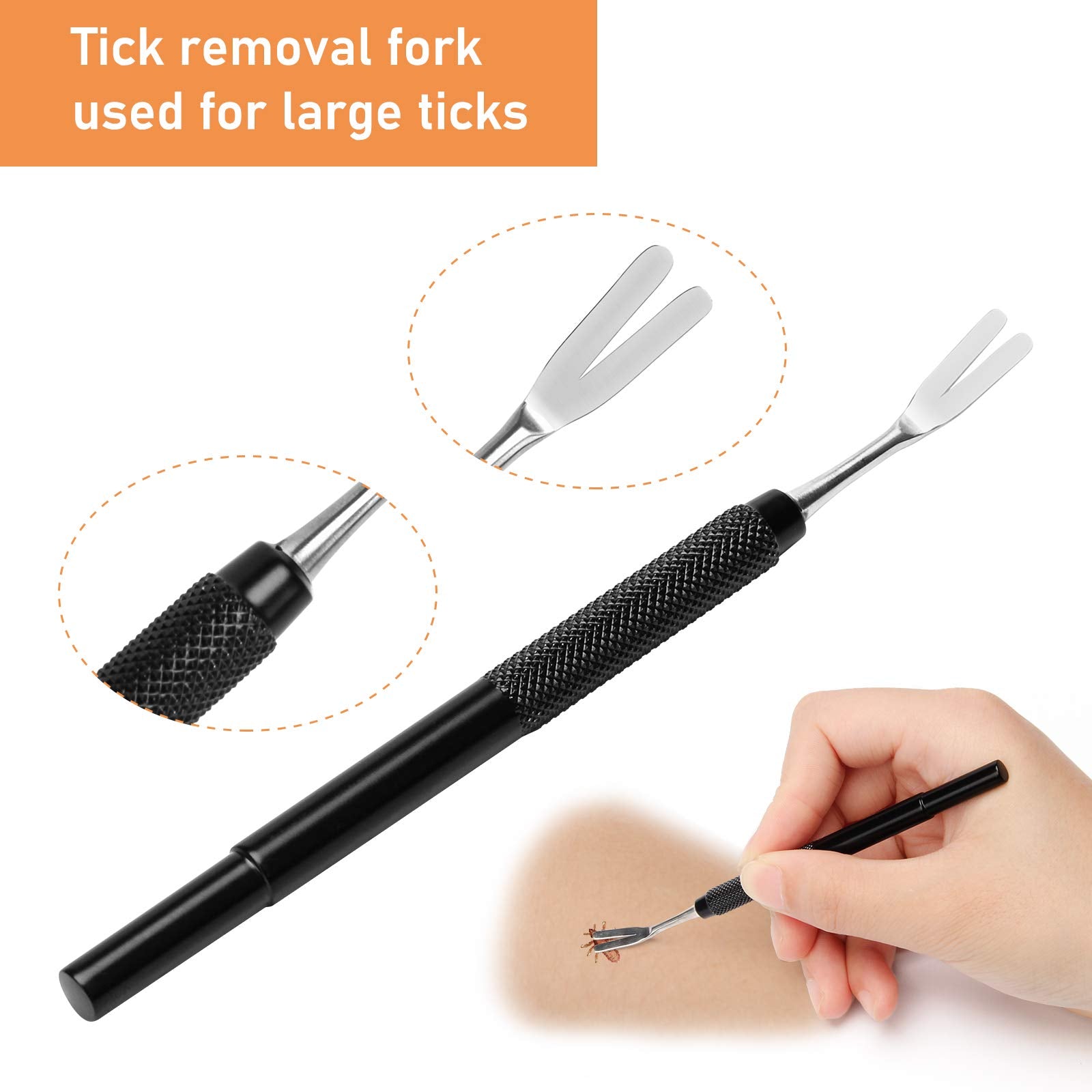 Coitek 3 In 1 Tick Remover Kit, Black Tick Remover Tweezers Stainless Steel Tick Remover Tools Set For Pet Dog, Cat, Human With Storage Box (Black)