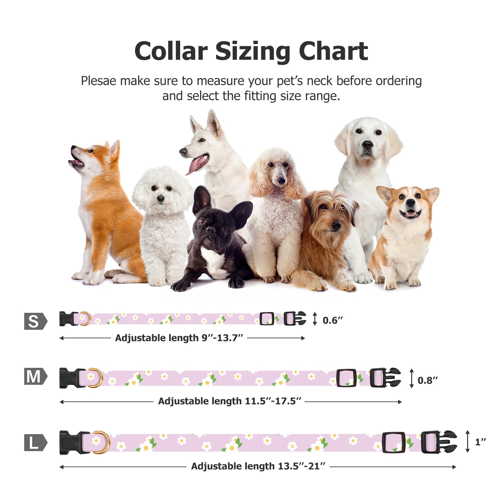 Cotton Handmade Dog Collar Cute And Distinctive Patterns White Flower With Pendant For Girl Boy Dogs Collars L