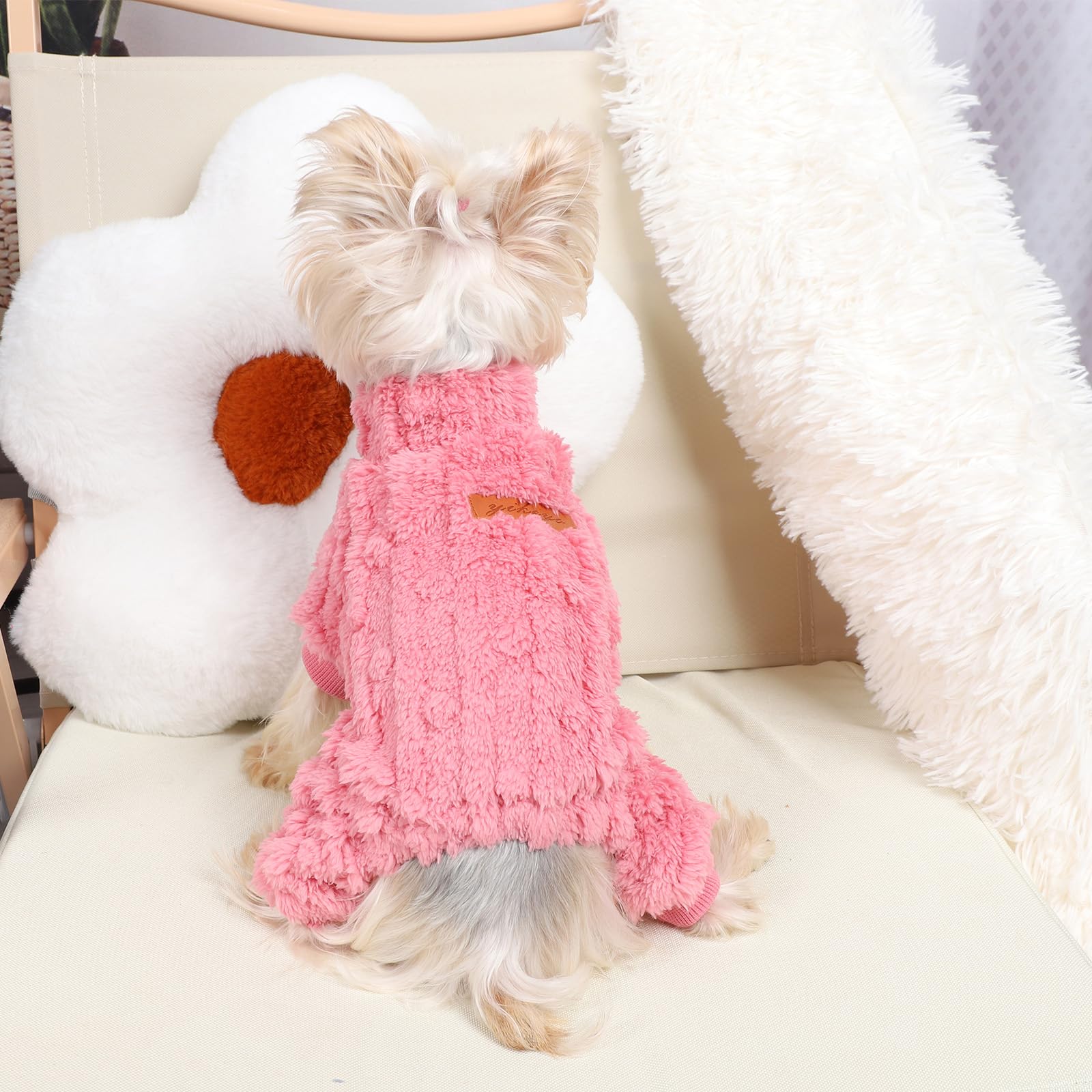 Dog Pajamas For Small Dogs Boy Girl, Turtleneck Pullover Valentine'S Day Sweater Thick Warm Clothes, Cold Weather Fleece Coat, P