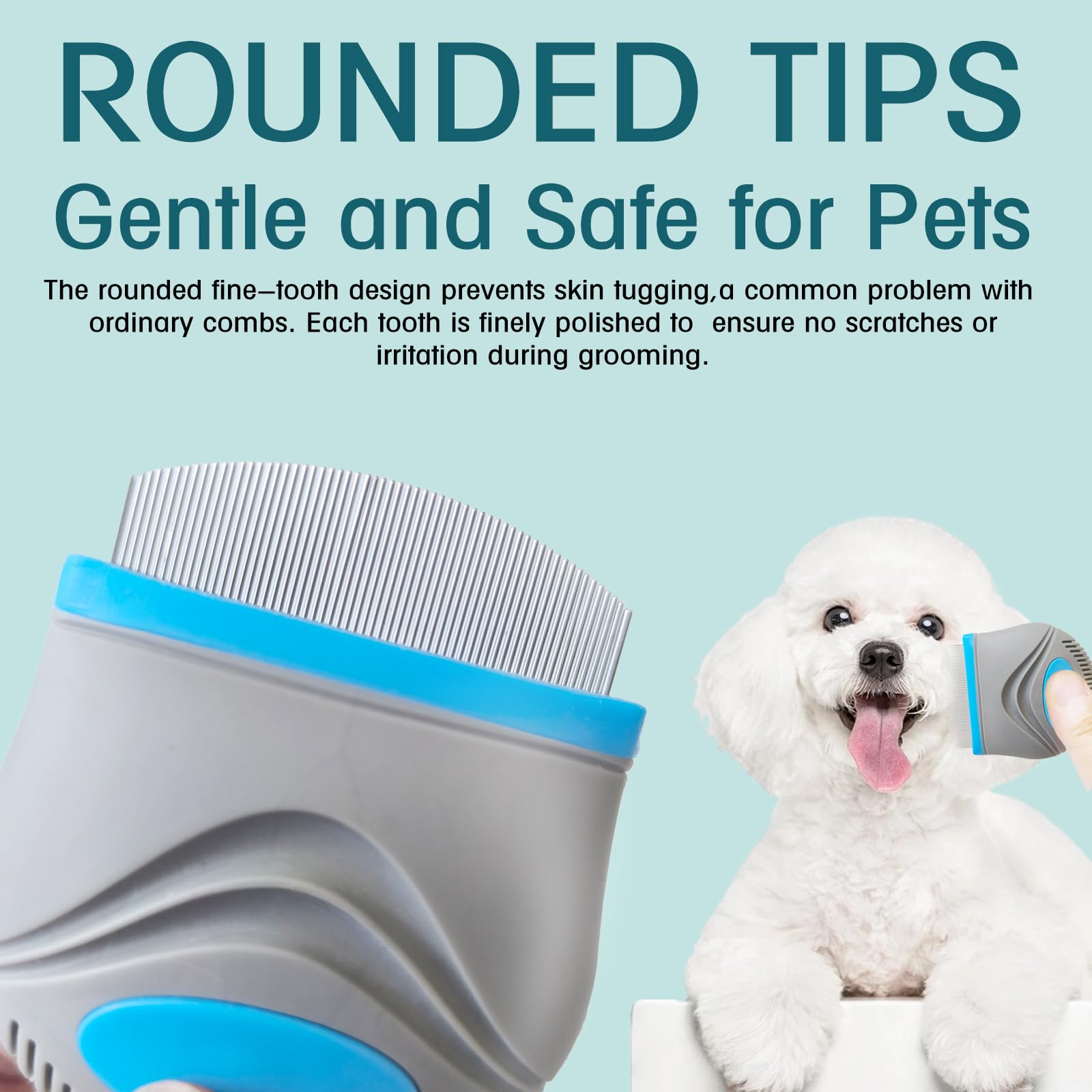 Face Comb For Dogs,Pet Grooming Combs With Rounded Fineteeth,Stainless Steel Tear Stain Remover For Dogs Cats,Lightweight & Port