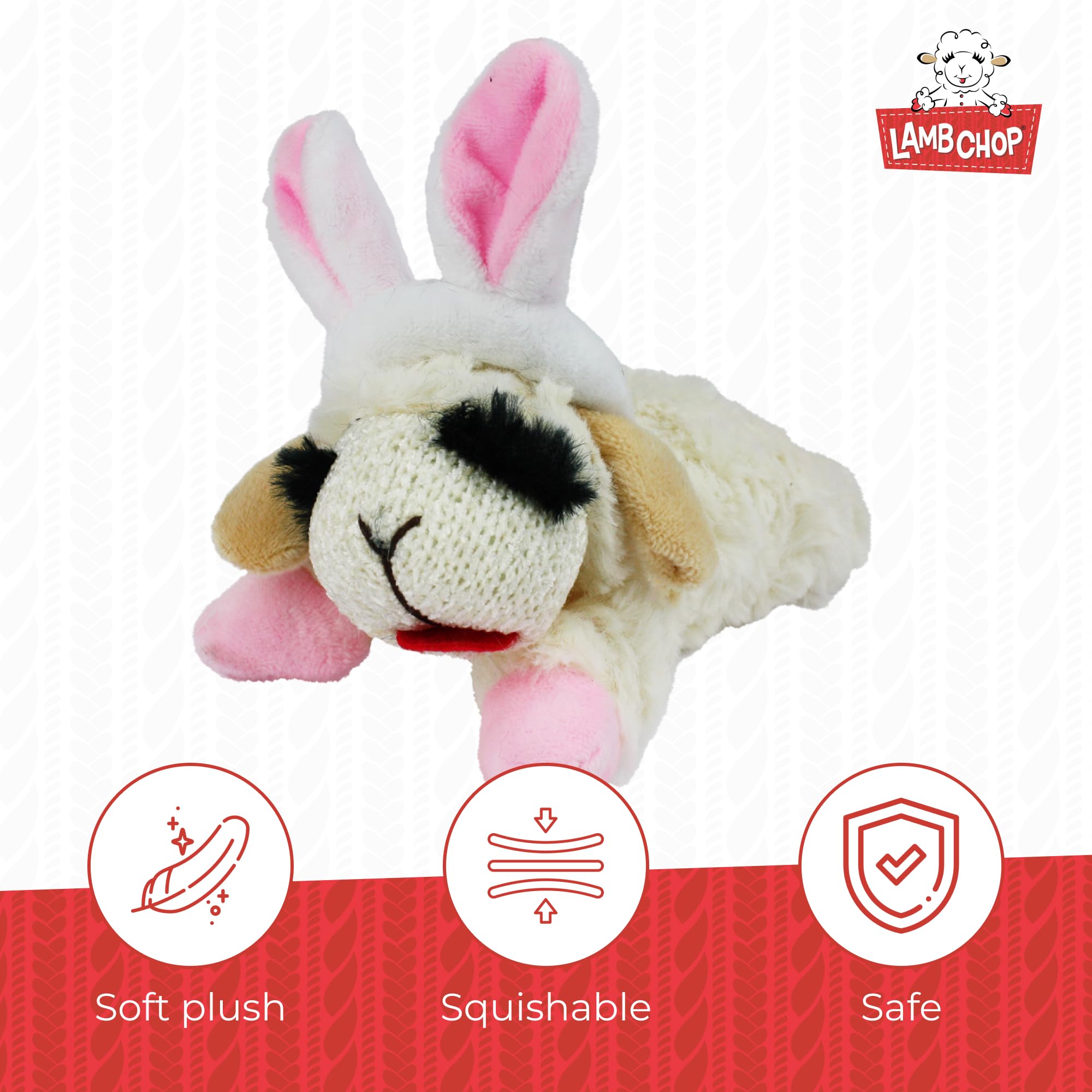 Multipet Easter Bunny Ears Lamb Chop Dog Toy 6 inch Mini