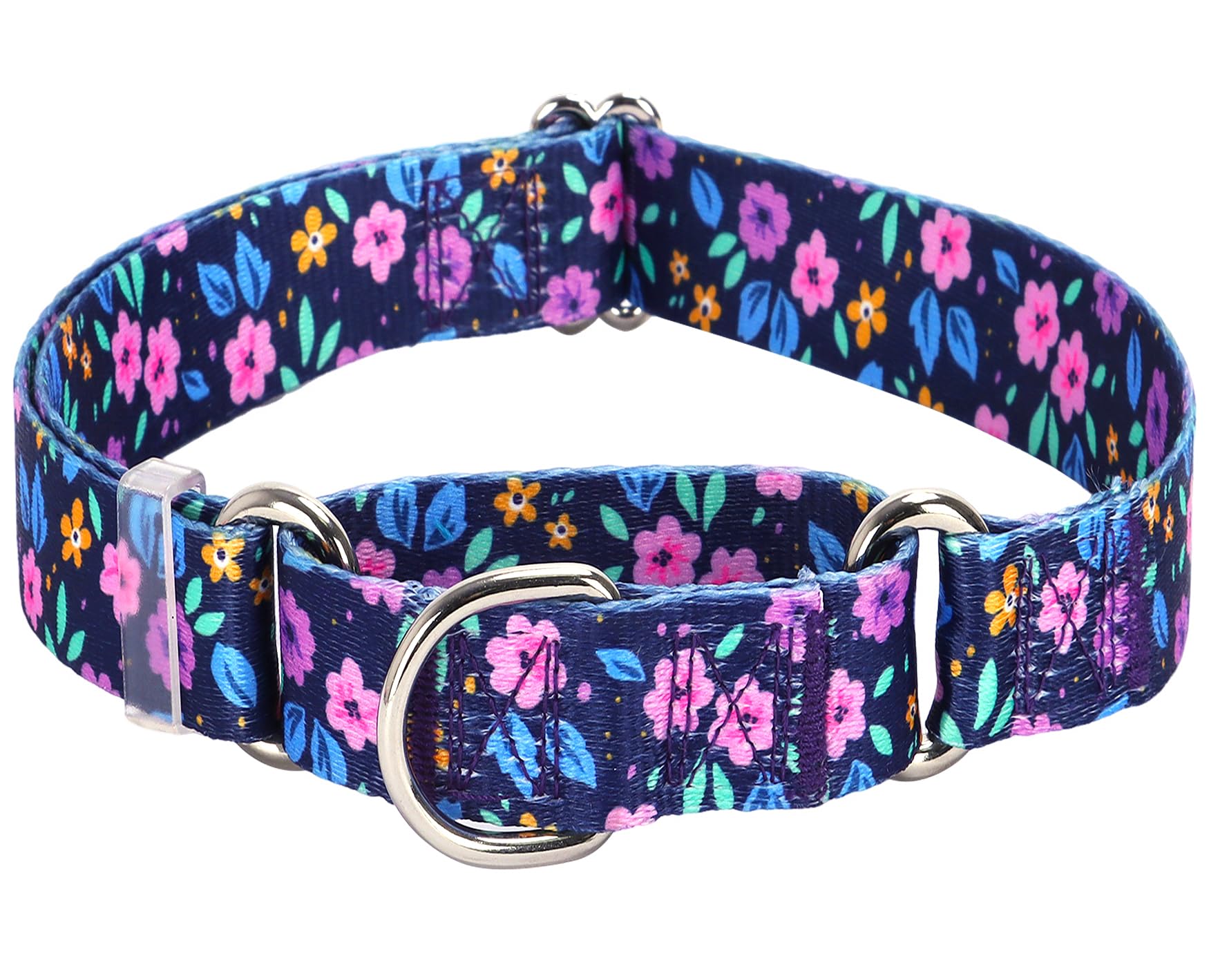 Martingale Dog Collars For Medium Large Dogs, No Slip Girl Dog Collars With Adjustable Soft Nylon And Special Bull Flower Design