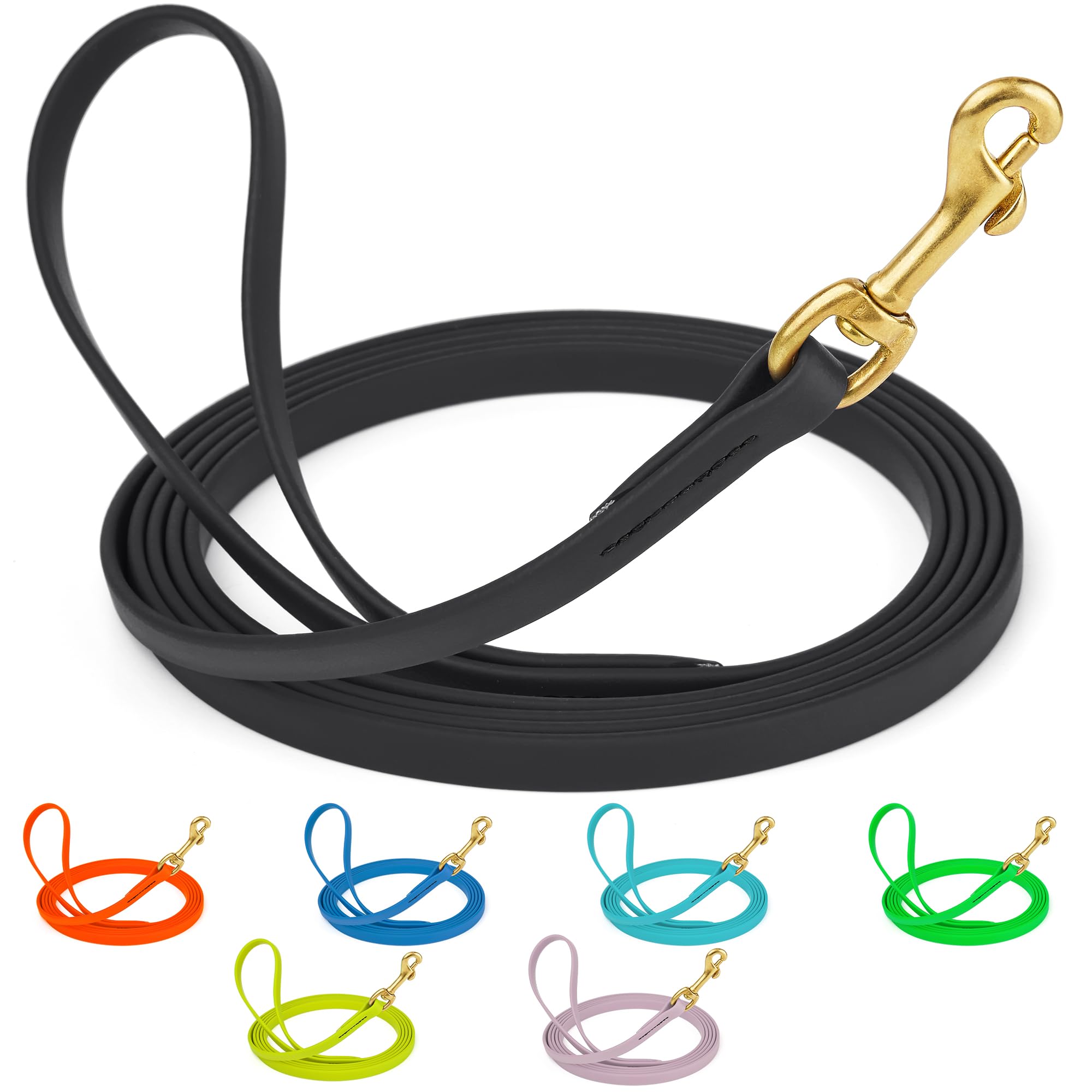 Viper Biothane Working Tracking Lead Leash Long Line For Dogs 2 Colors And 6 Sizes, 1/2'' X 33Ft, Black