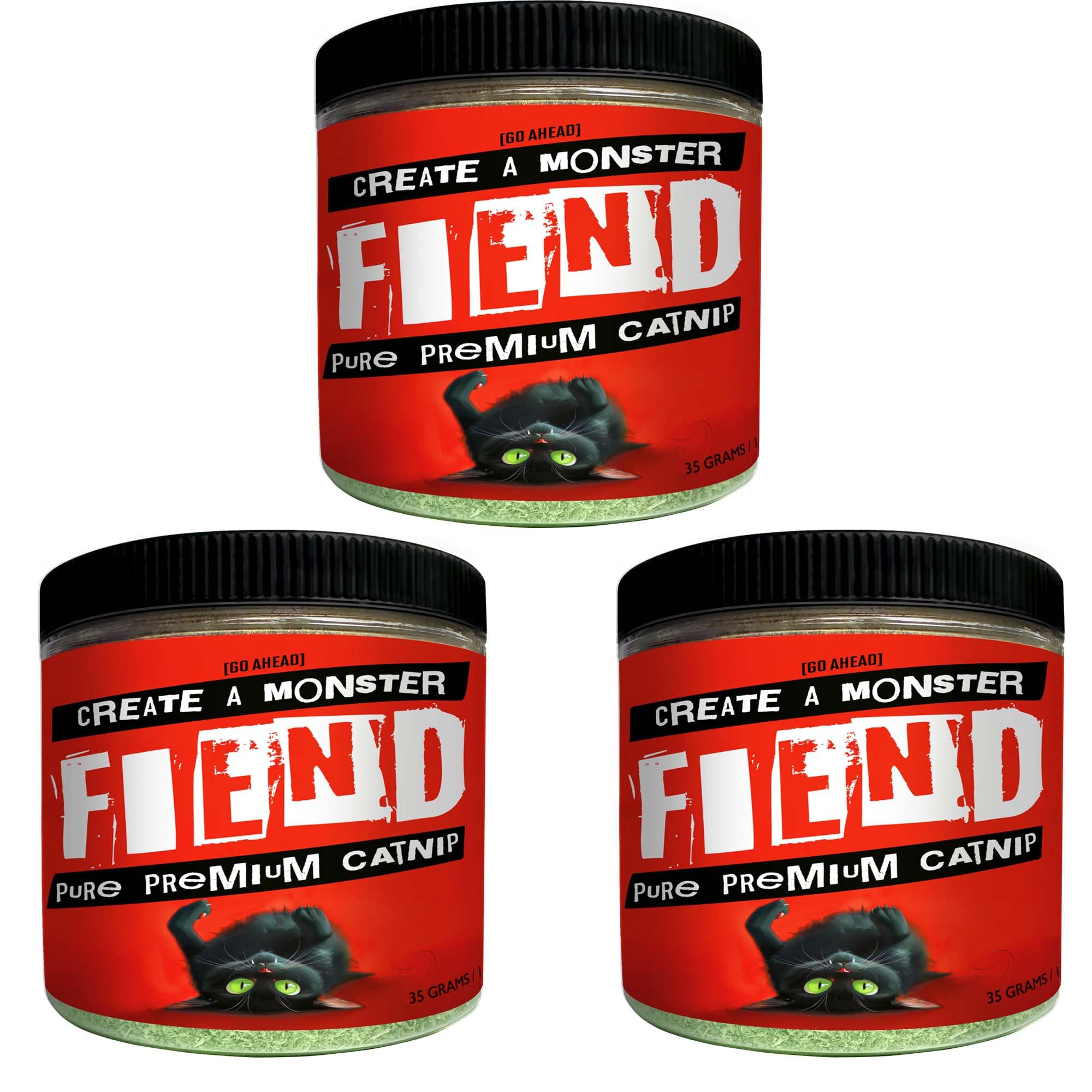 Fiend Three (3 Count) Catnip Safety-Cut 100% Pure Potent Fine Cat Nip for Cats & Kittens - Ultra Potent, North American - 1 Cup 