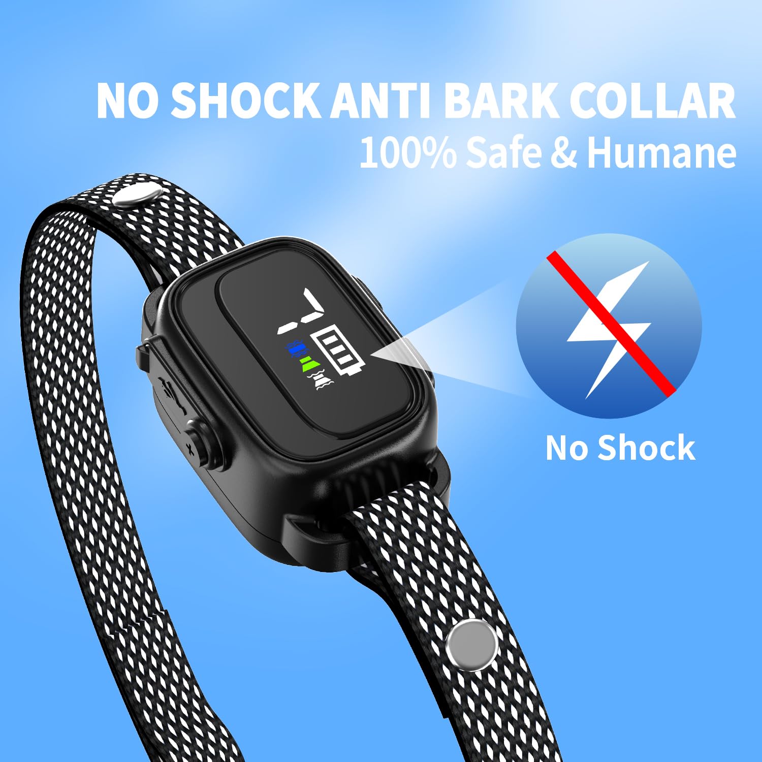 Ricivi Anti-Bark Collar For Small Dogs, No Shock Barking Collars With 7 Sensitivities, 3 Adjustable Modes Beep & Vibration, Ip67 Waterproof - Effective & Humane Small Dogs Bark Collar-Gloss Black