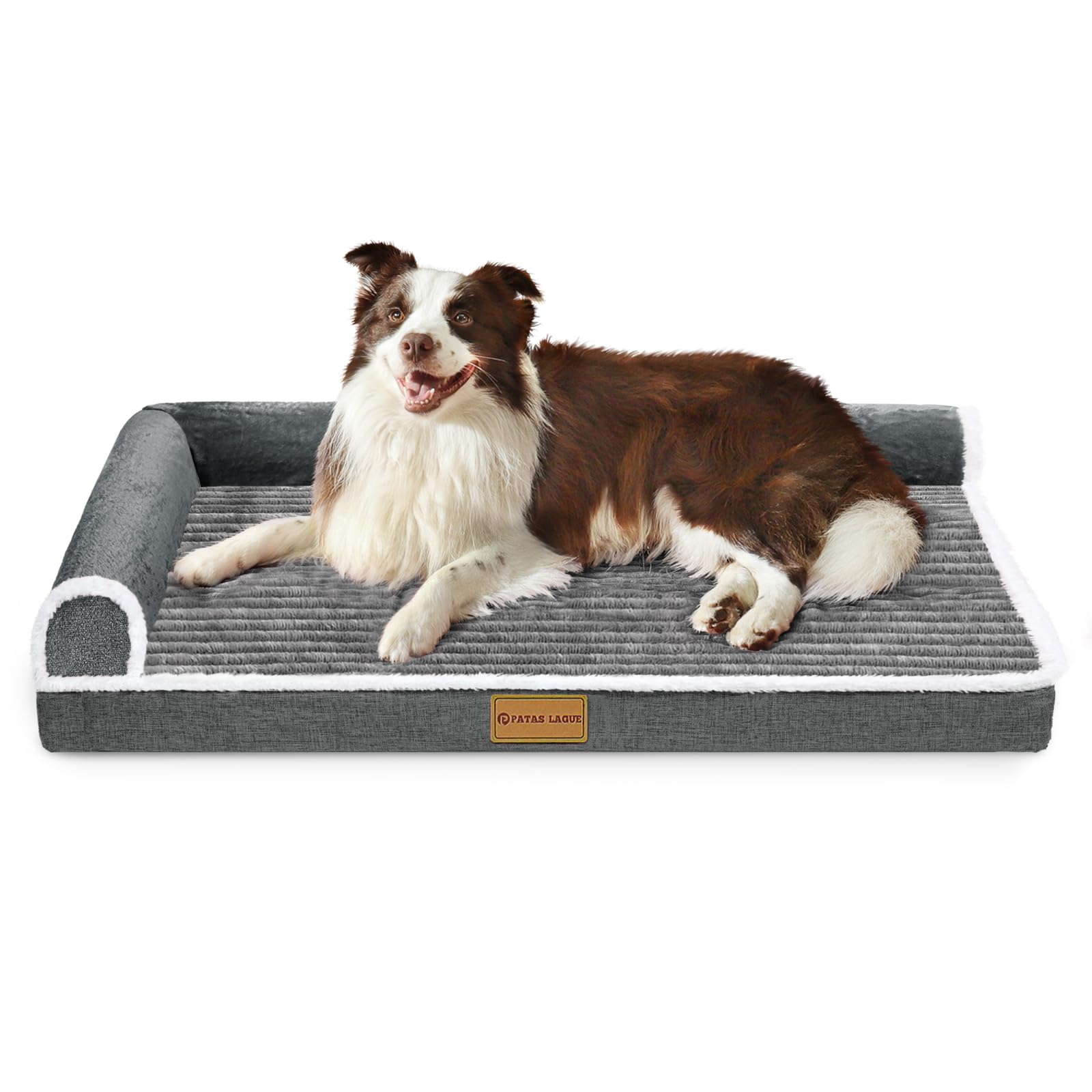 Patas Lague Orthopedic XL Dog Bed for Large Dogs 42 ' 'X28 ' ', Waterproof Comfortable L Shaped Big Large Non-Slip Soft Warm Pet