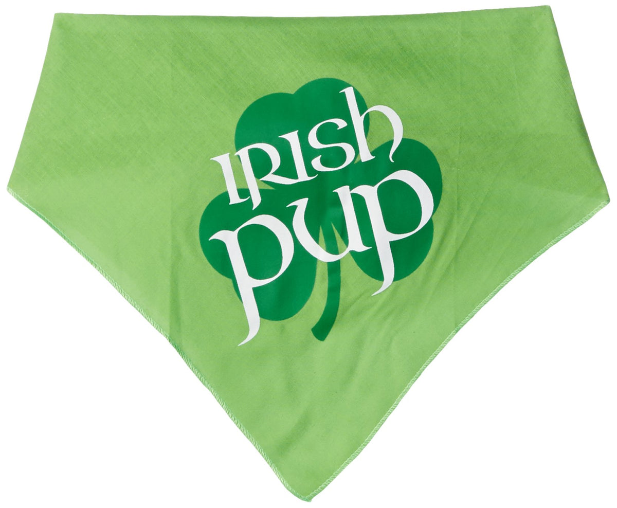 Pet and Dog Bandana Screen Printed, &quot;Irish Pup&quot; Lime Green Large