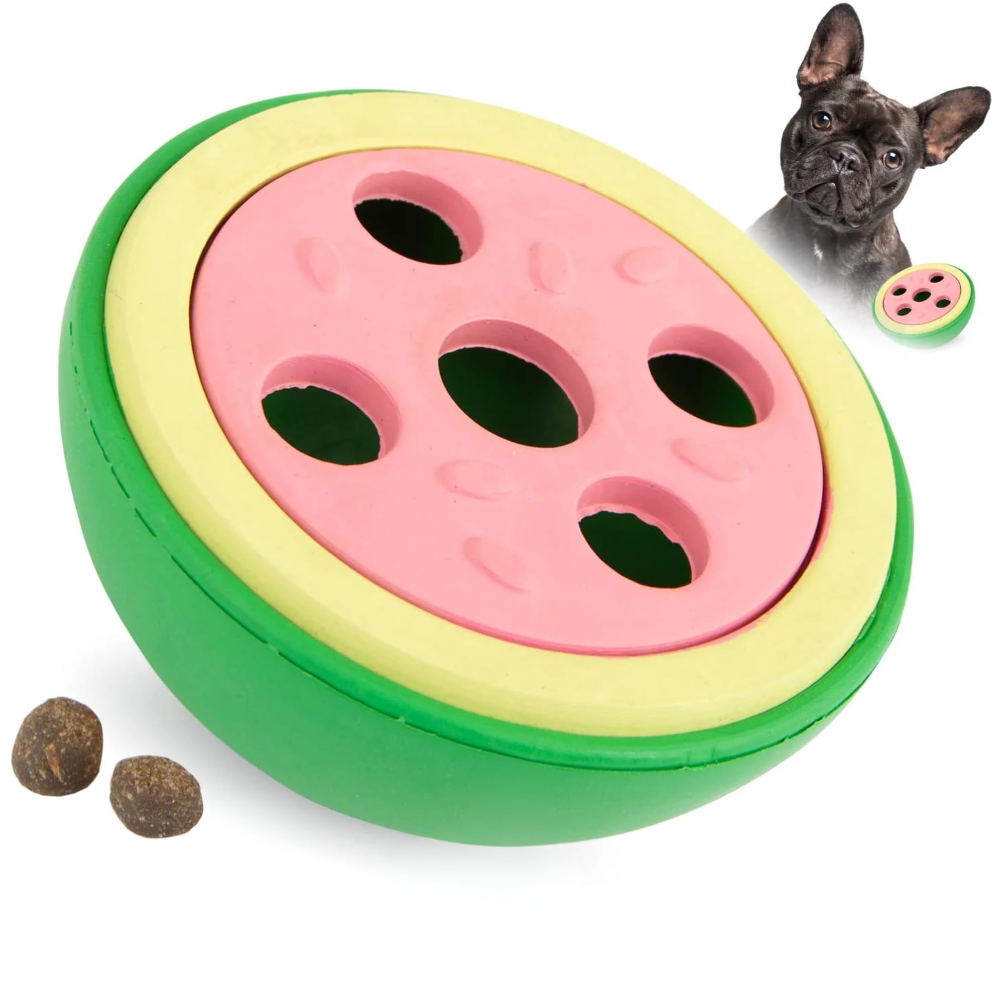 Jeffers Pet Natural Rubber Dog Chew Toy - Watermelon, Small - Treat Dispensing, Vanilla Scent, Durable, Non-Toxic, Dishwasher Sa