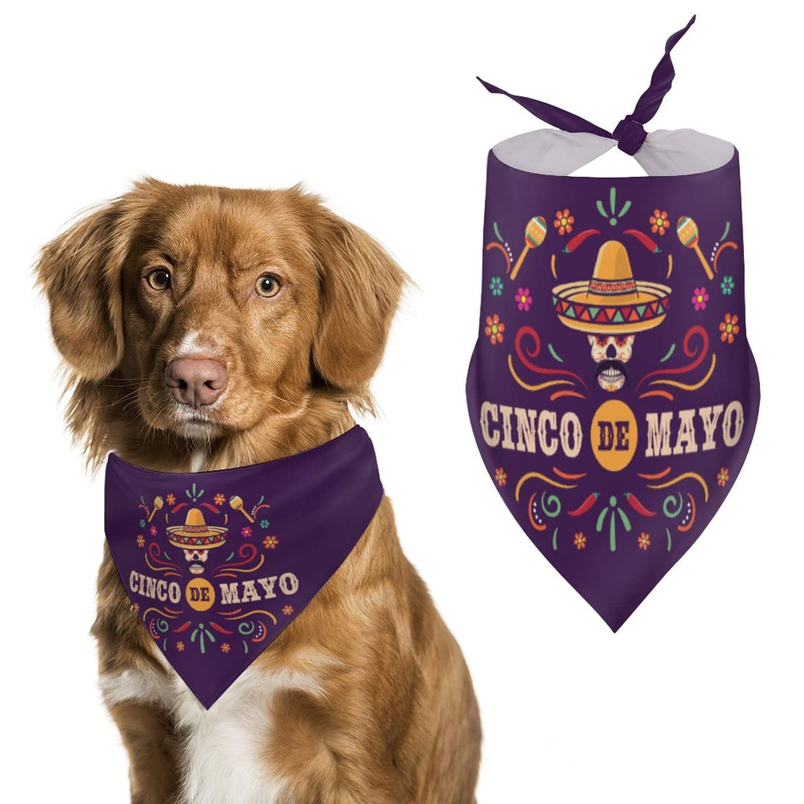 Cinco De Mayo Dog Bandanas Pets Kerchief Reversible Triangle Bibs Scarf Outfits Accessories For Small To Large Dogs Cats