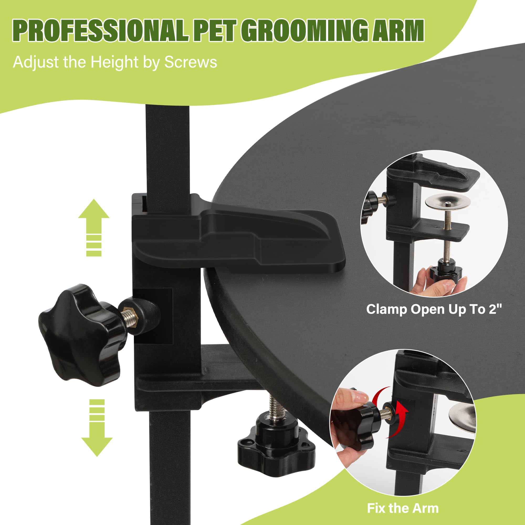 Dog Grooming Arm With Pet Grooming Hammock, Getlstub 35'' Pet Grooming Table Arm With Adjustable No Sit Haunch Holders, Dog Groo