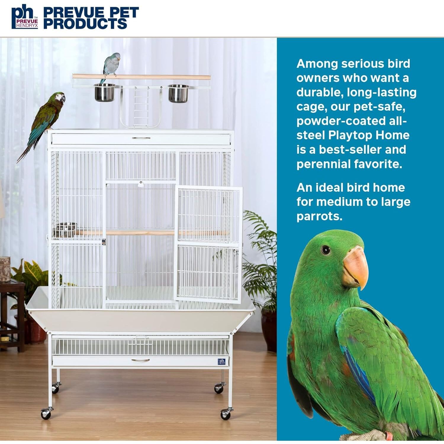 Prevue Pet Products Wrought Iron Select Bird Cage 3154C, Chalk White, 36-Inch By 24-Inch By 66-Inch