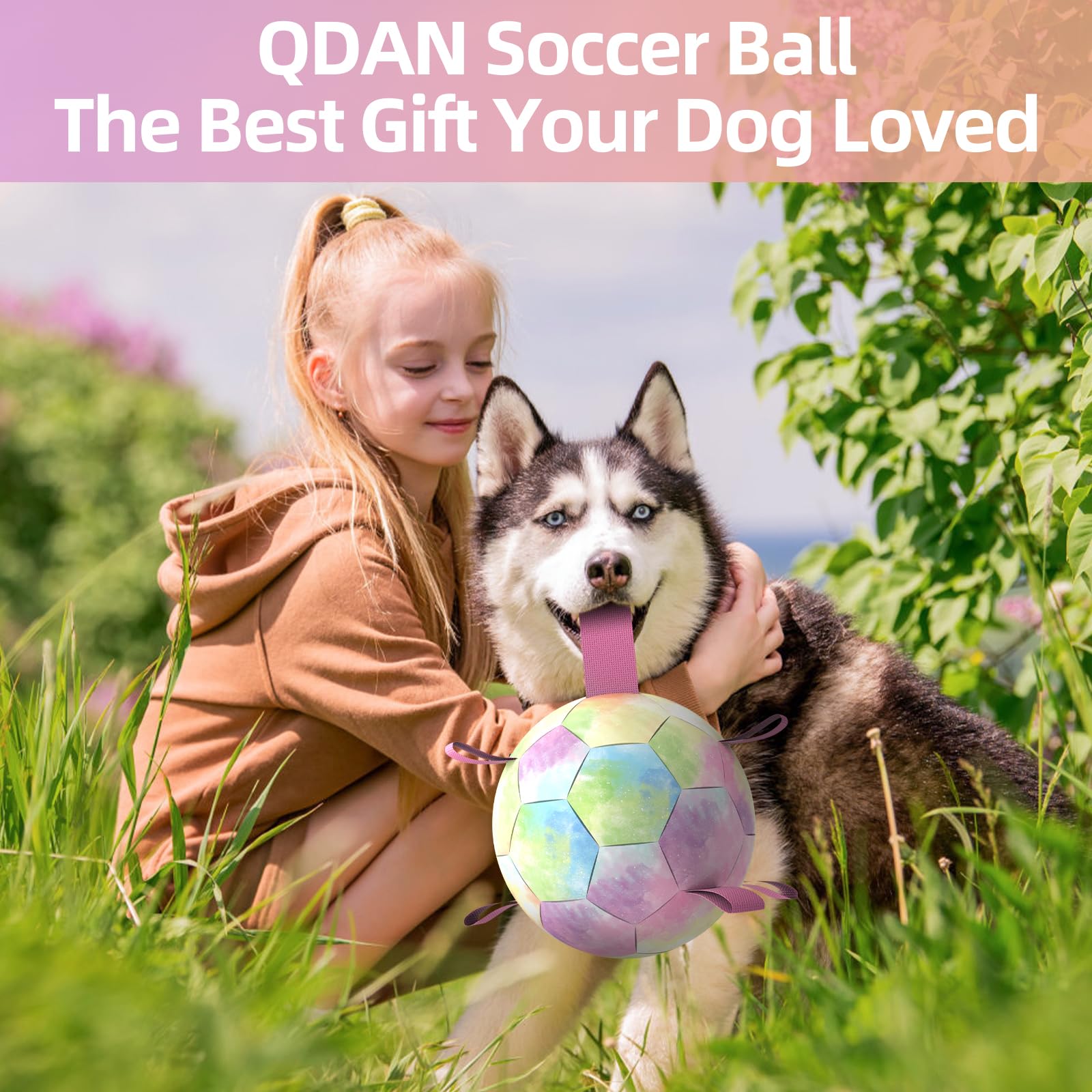 Qdan Extra Large Dog Toys Soccer Ball - Durable Dog Balls For Extra Large Dogs, Beach Pool Dog Water Toy, Interactive Dog Toys F